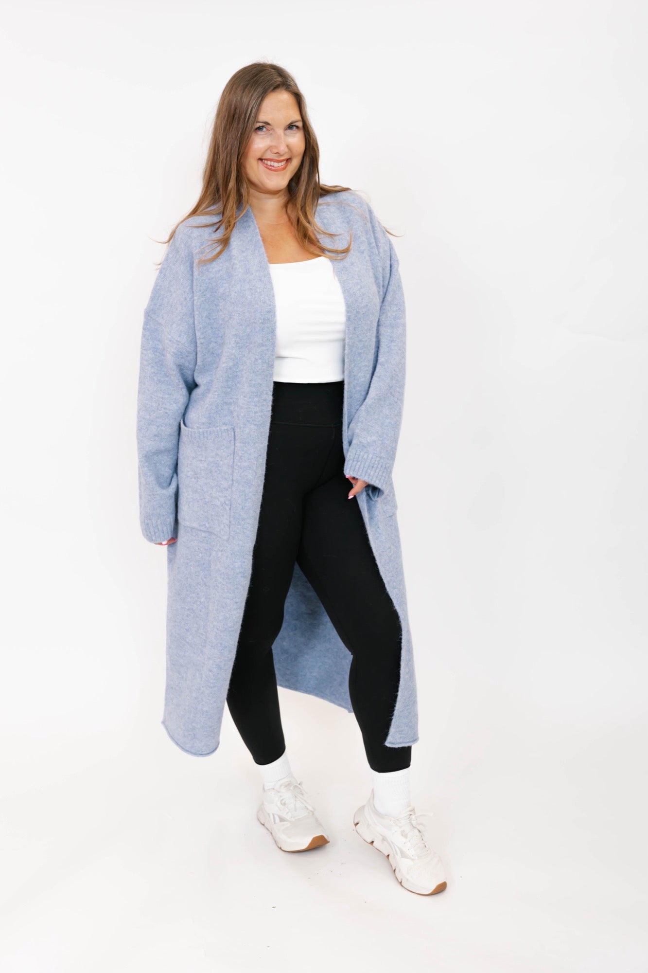 Sweater Weather Long Cardigan in Light Blue