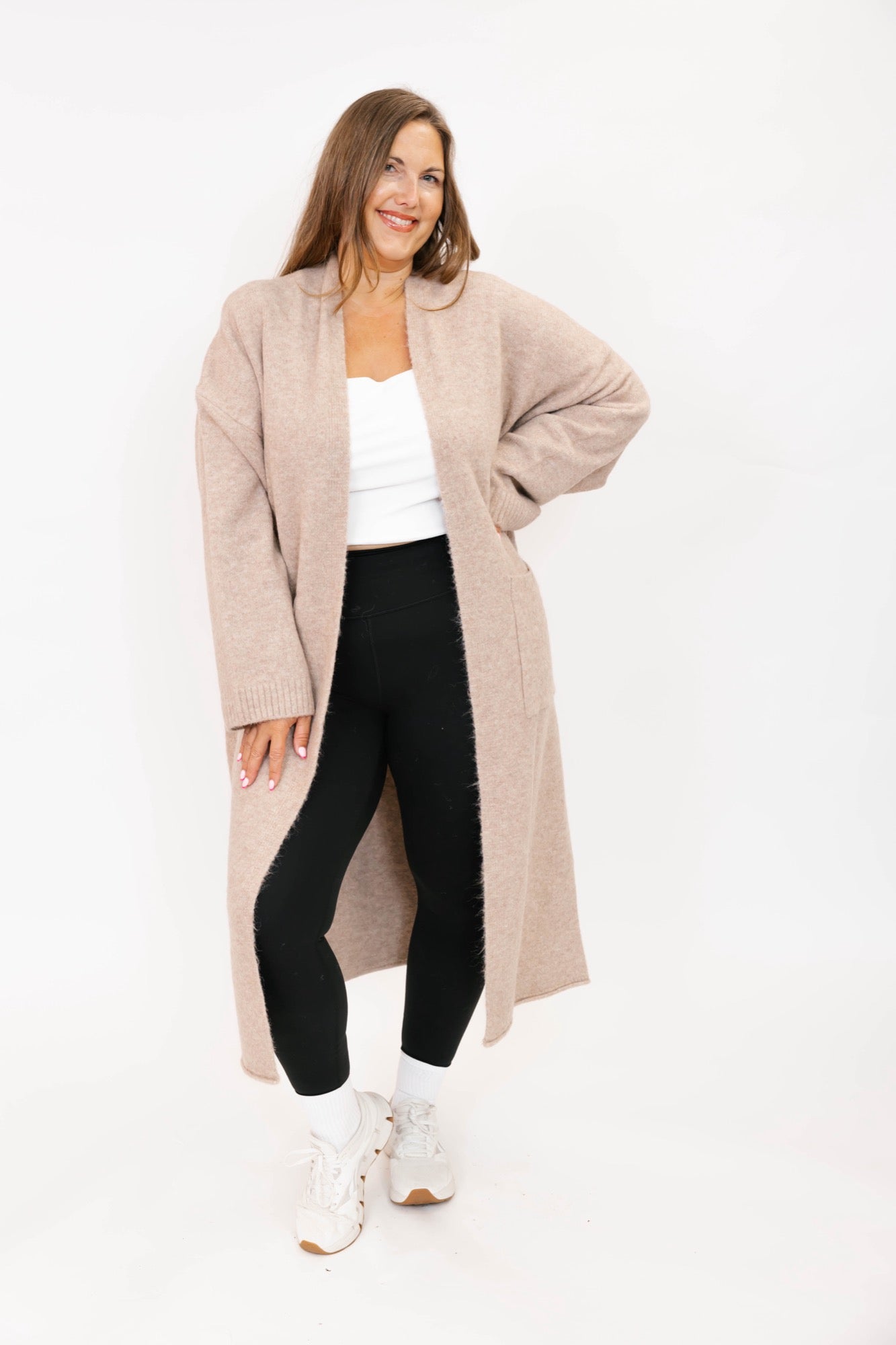 Sweater Weather Long Cardigan in Light Brown