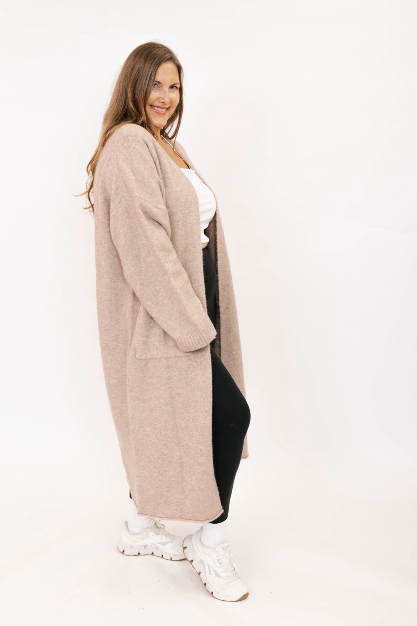 Sweater Weather Long Cardigan in Light Brown