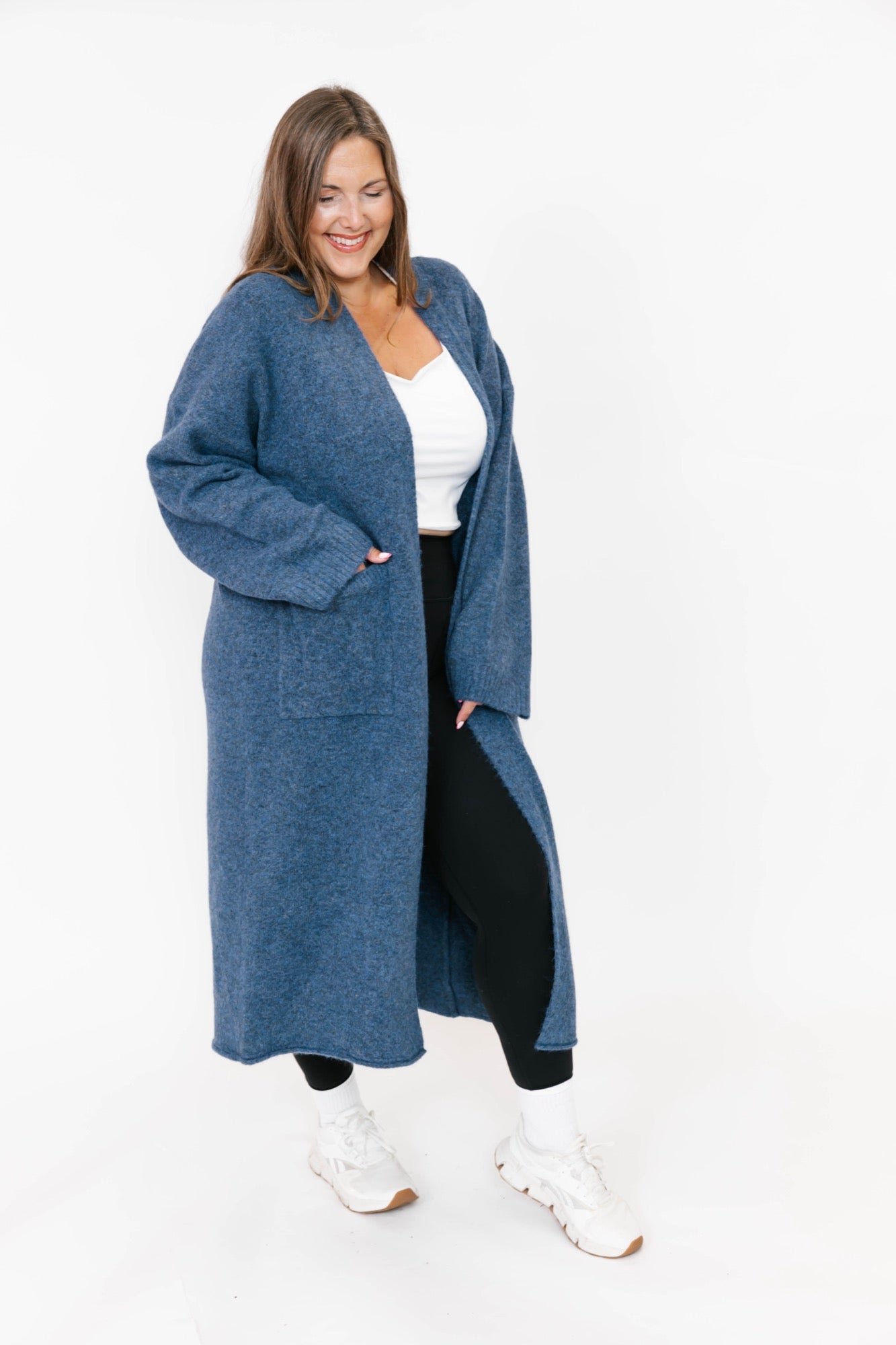 Sweater Weather Long Cardigan in Light Navy