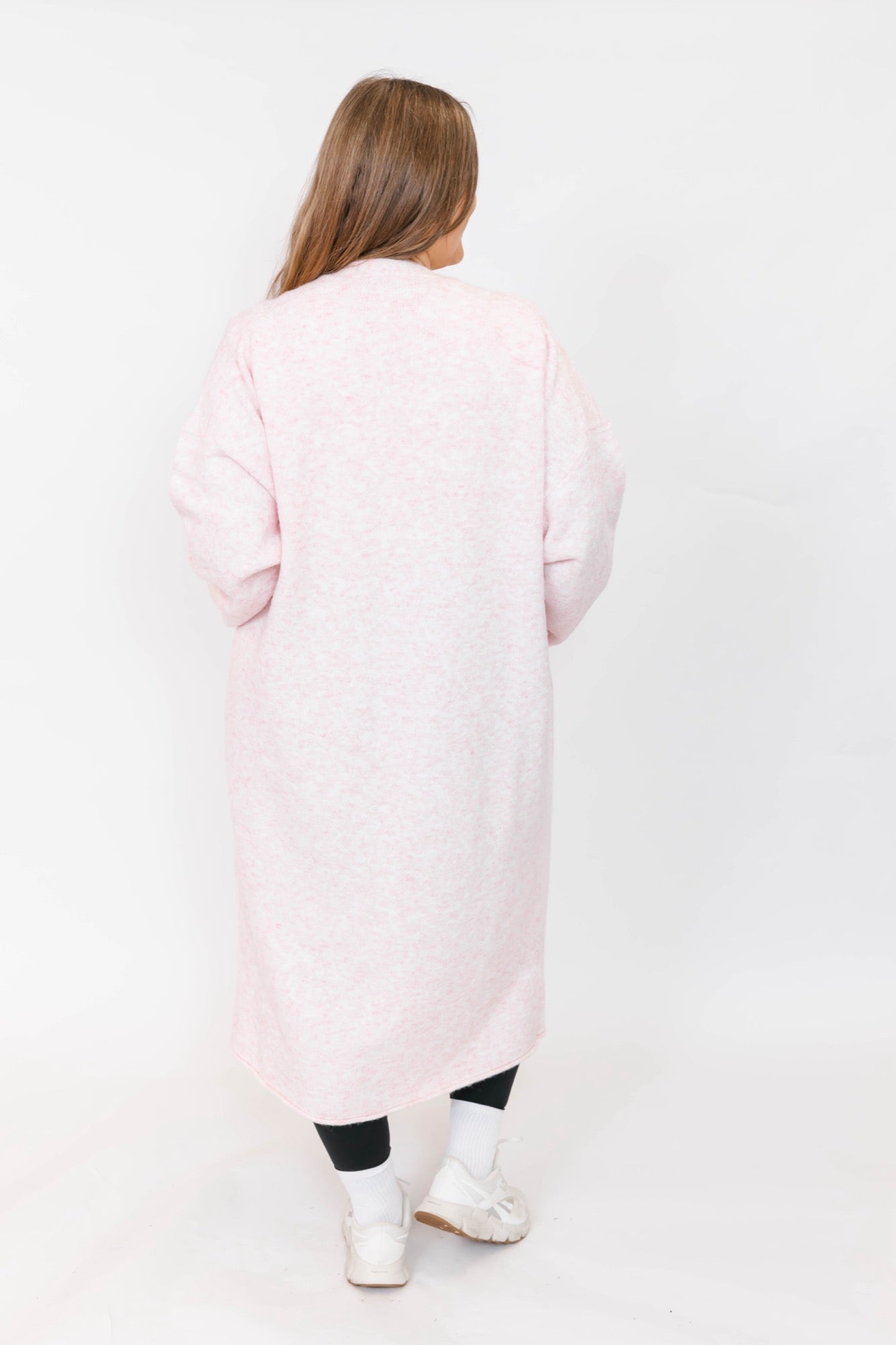 Sweater Weather Long Cardigan in Light Pink