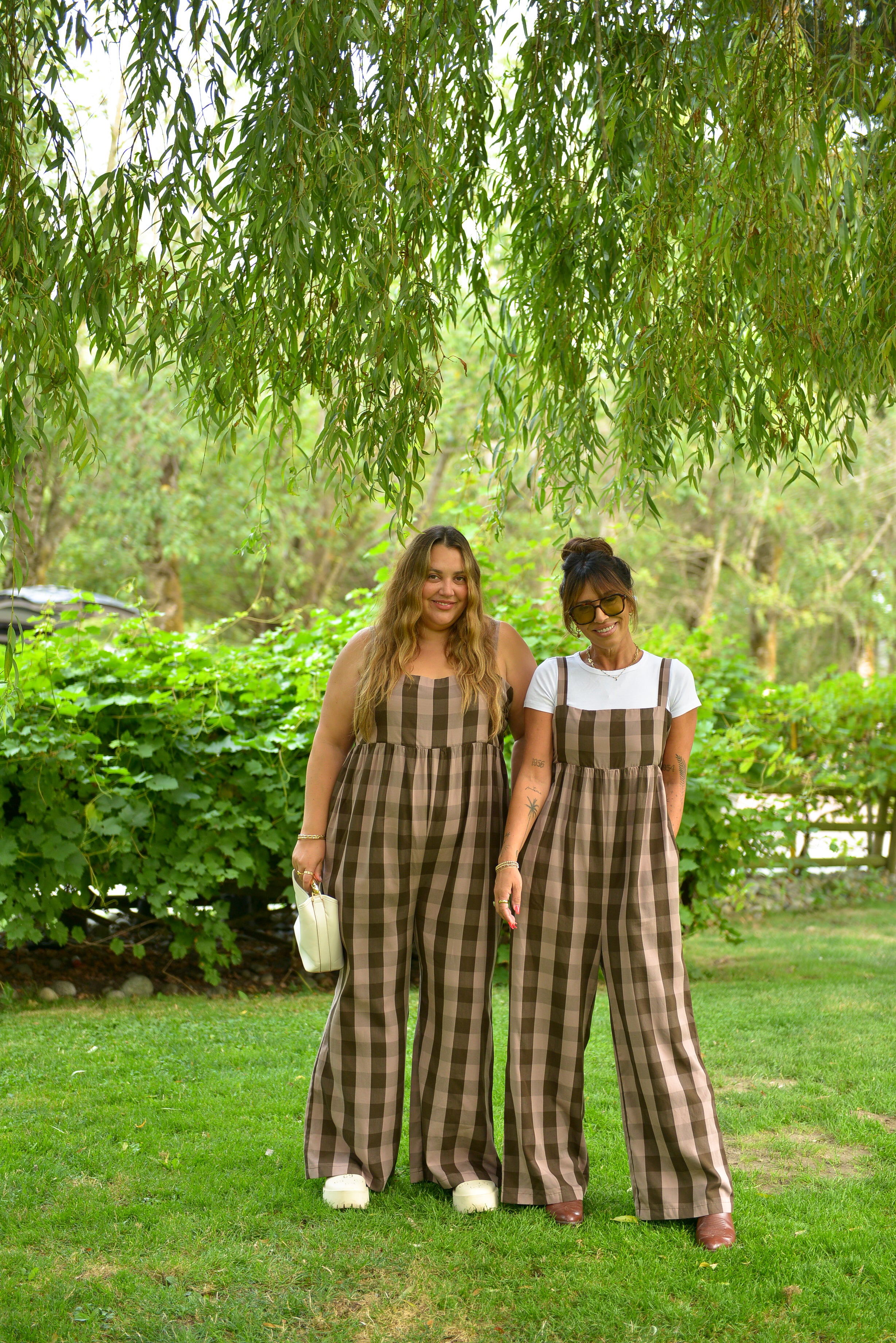 Breezy Gingham Romper in Brown