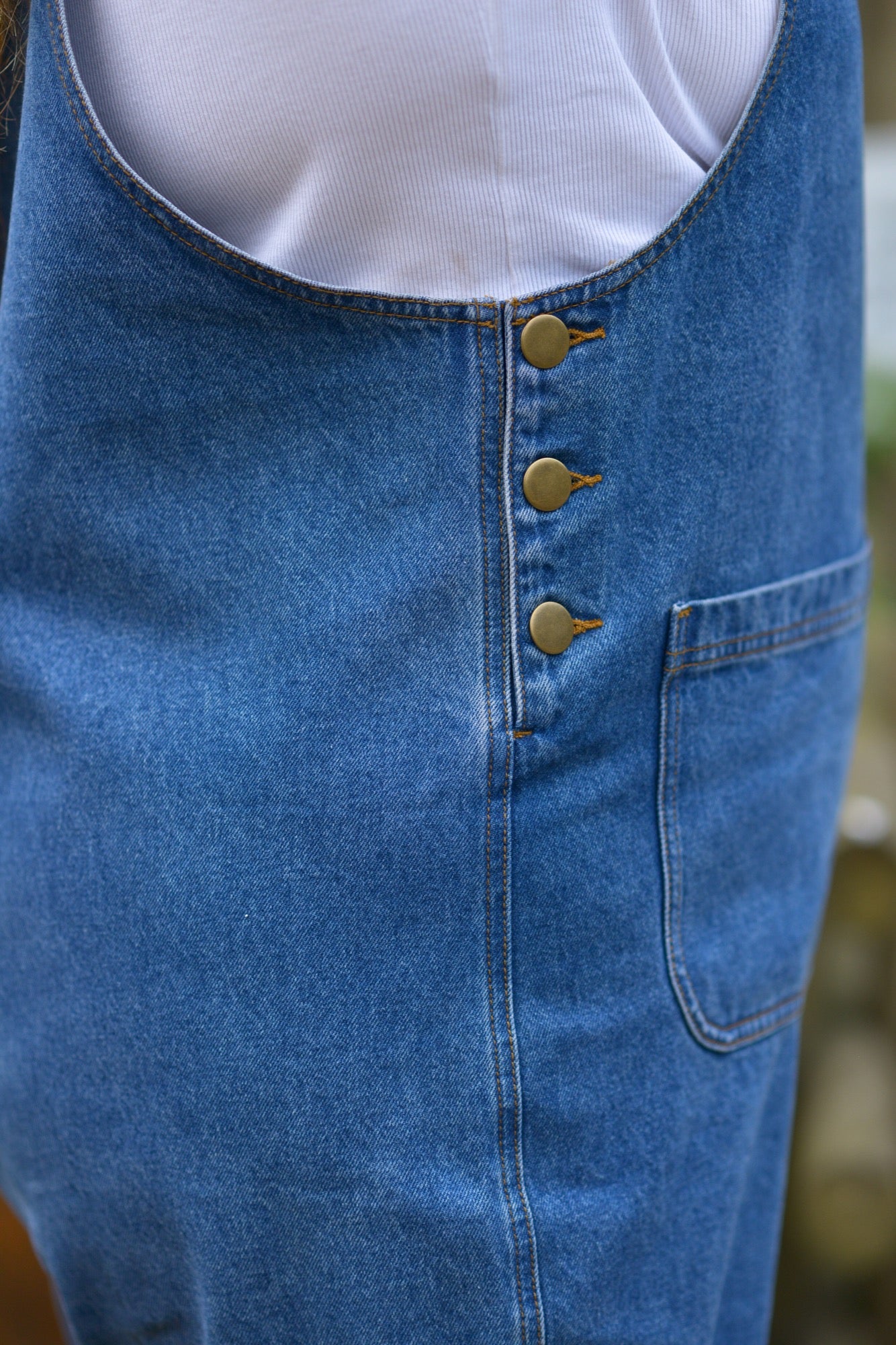 Leah Denim Overalls in Medium Blue