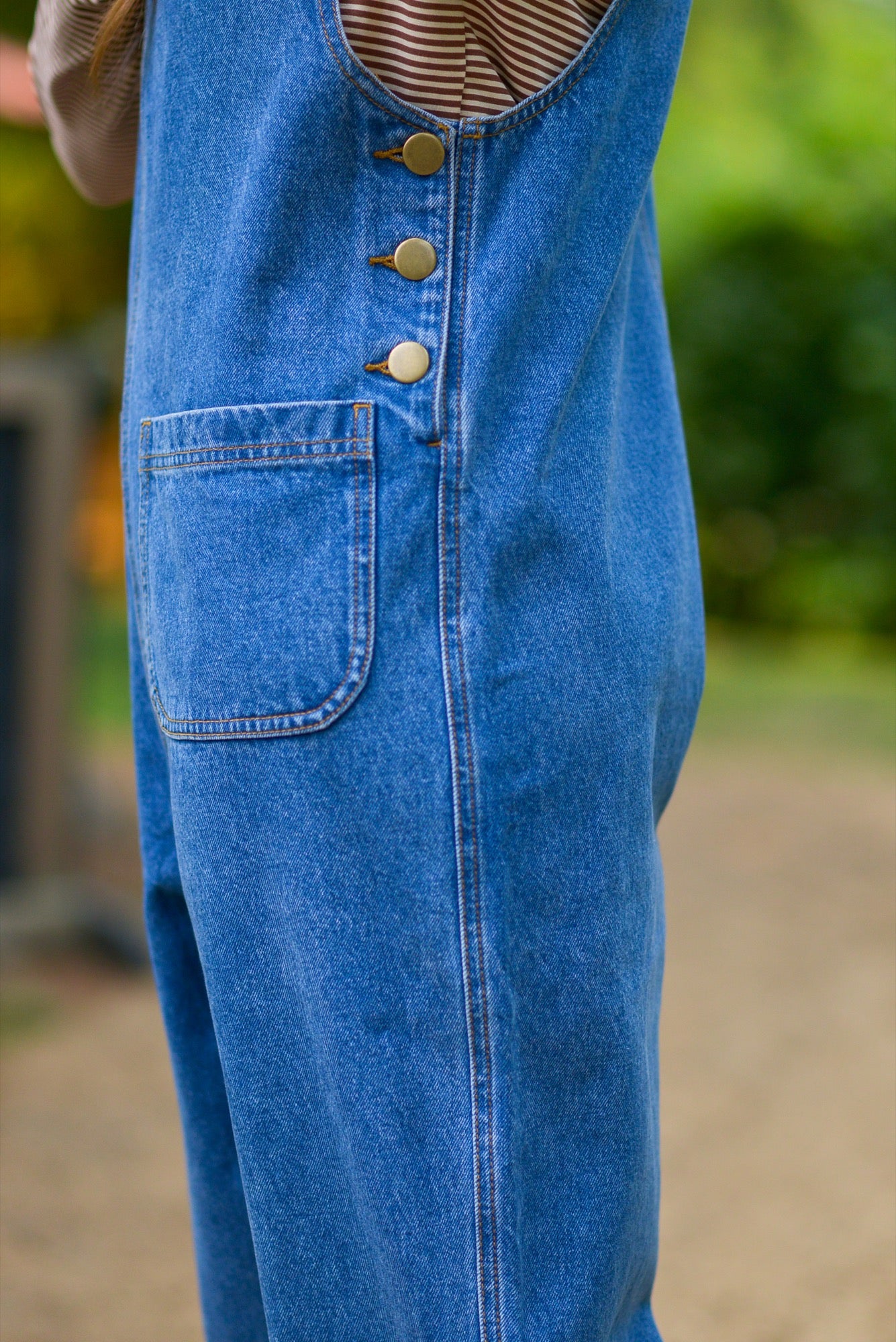 Leah Denim Overalls in Medium Blue