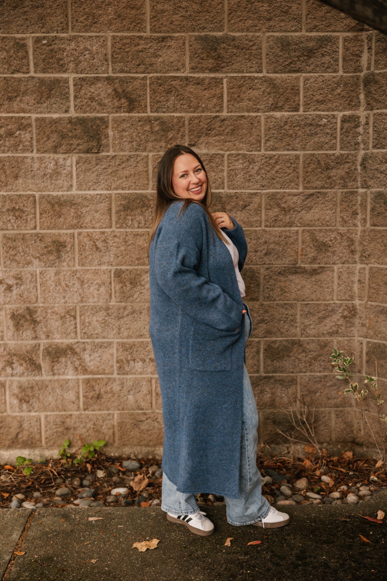 Sweater Weather Long Cardigan in Light Navy