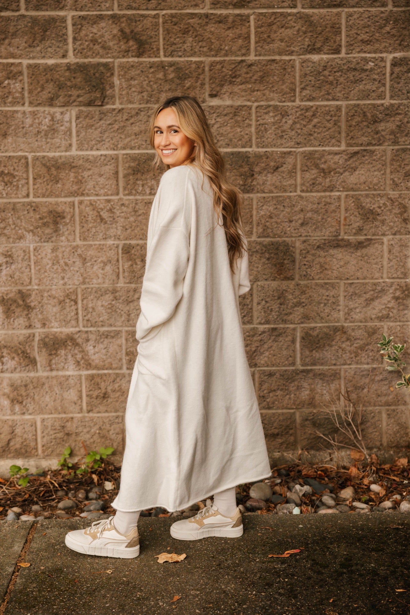 Sweater Weather Long Cardigan in Ivory