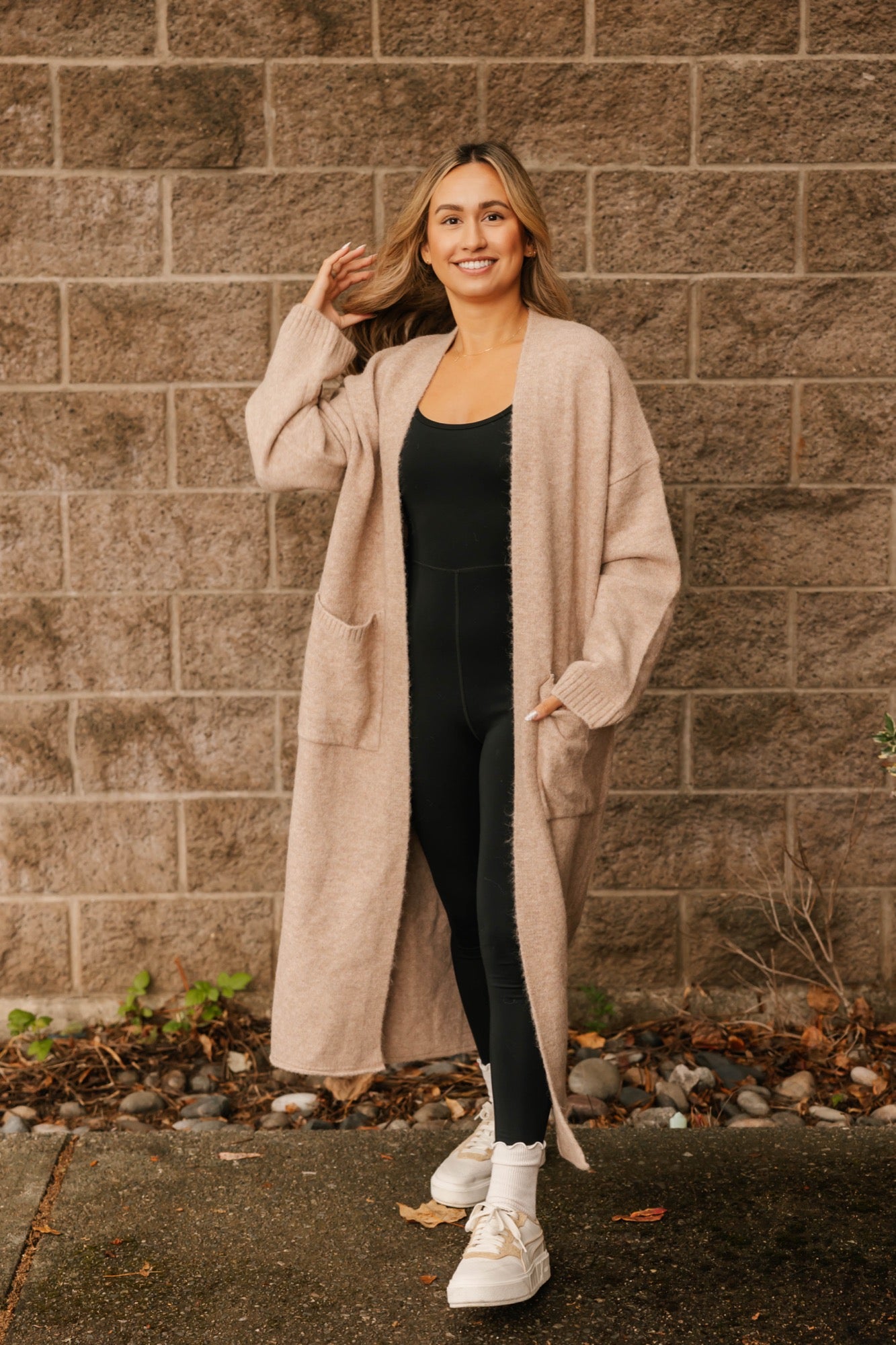 Sweater Weather Long Cardigan in Light Brown