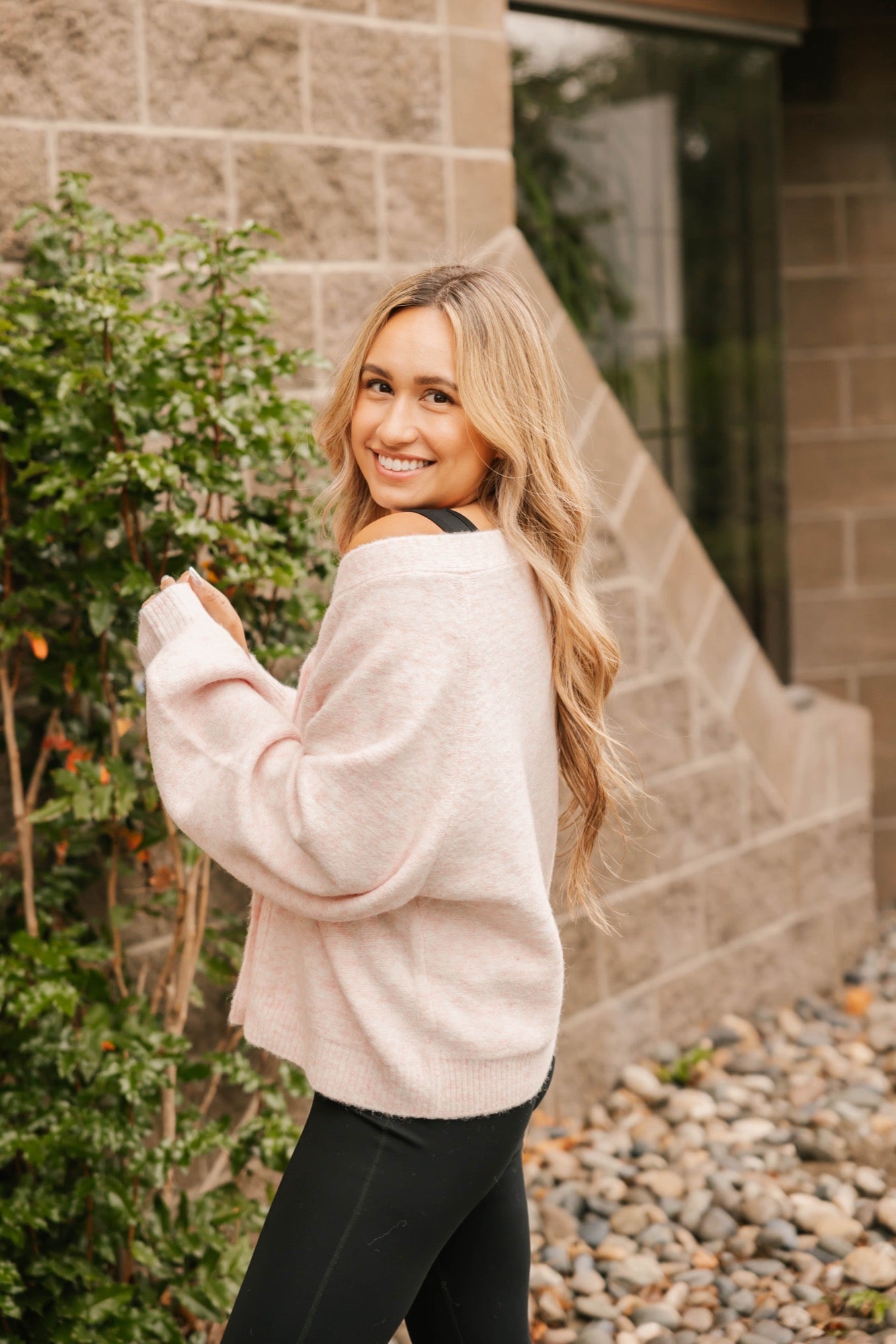 Sweater Weather Short Cardigan in Light Pink