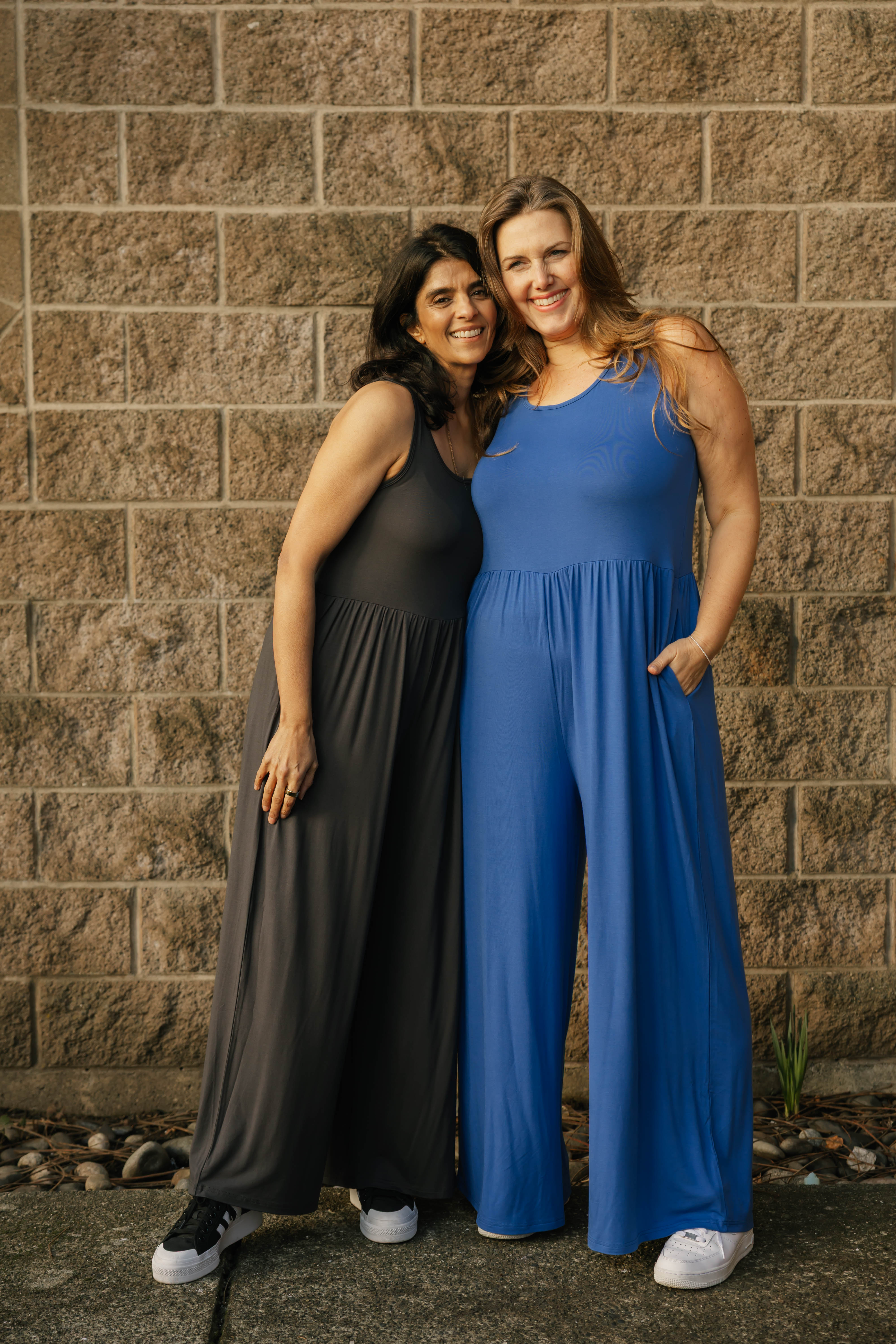 Camille Wide Leg Romper in Charcoal