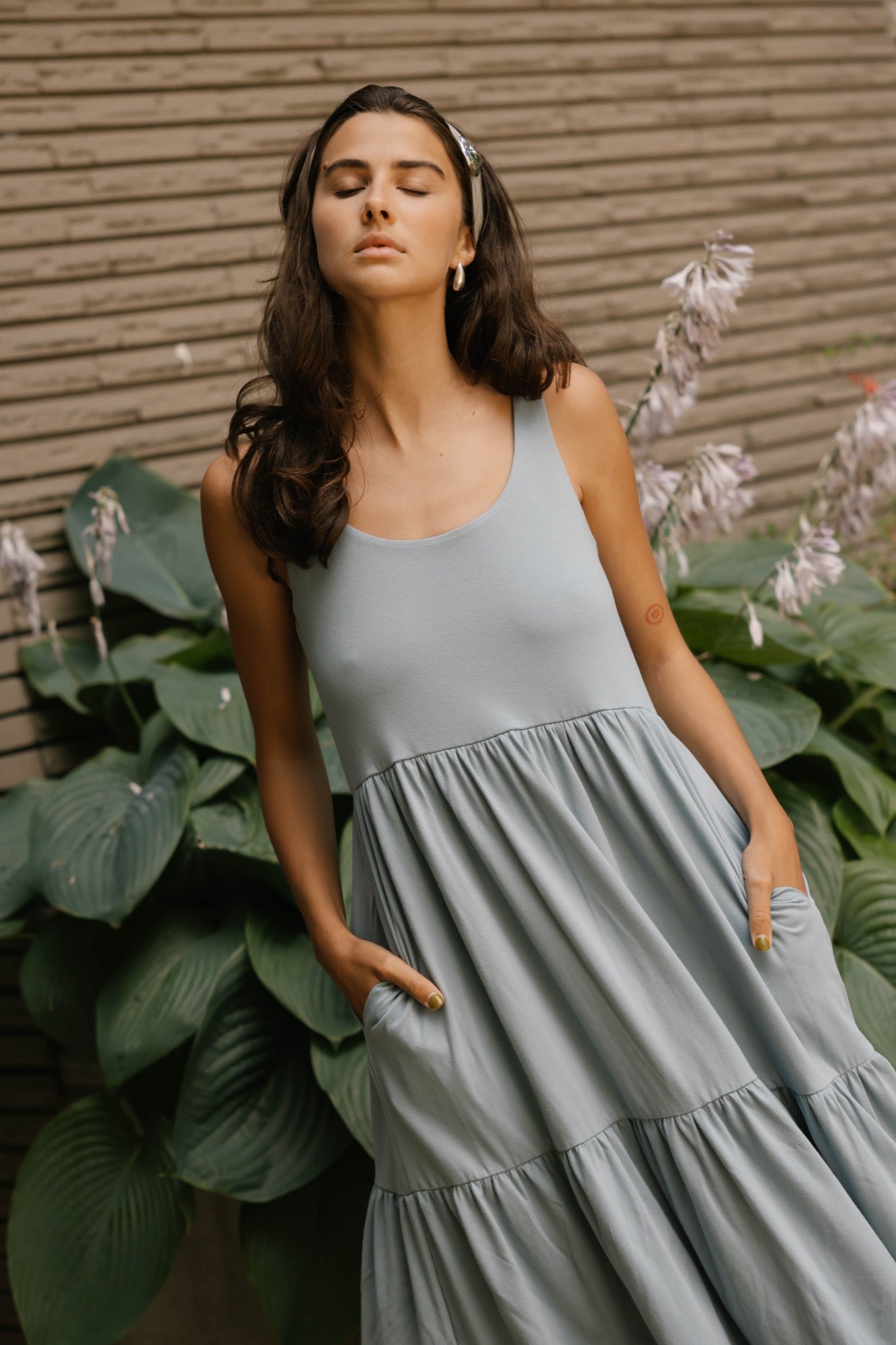 Lake Maxi Dress in Dusty Light Blue