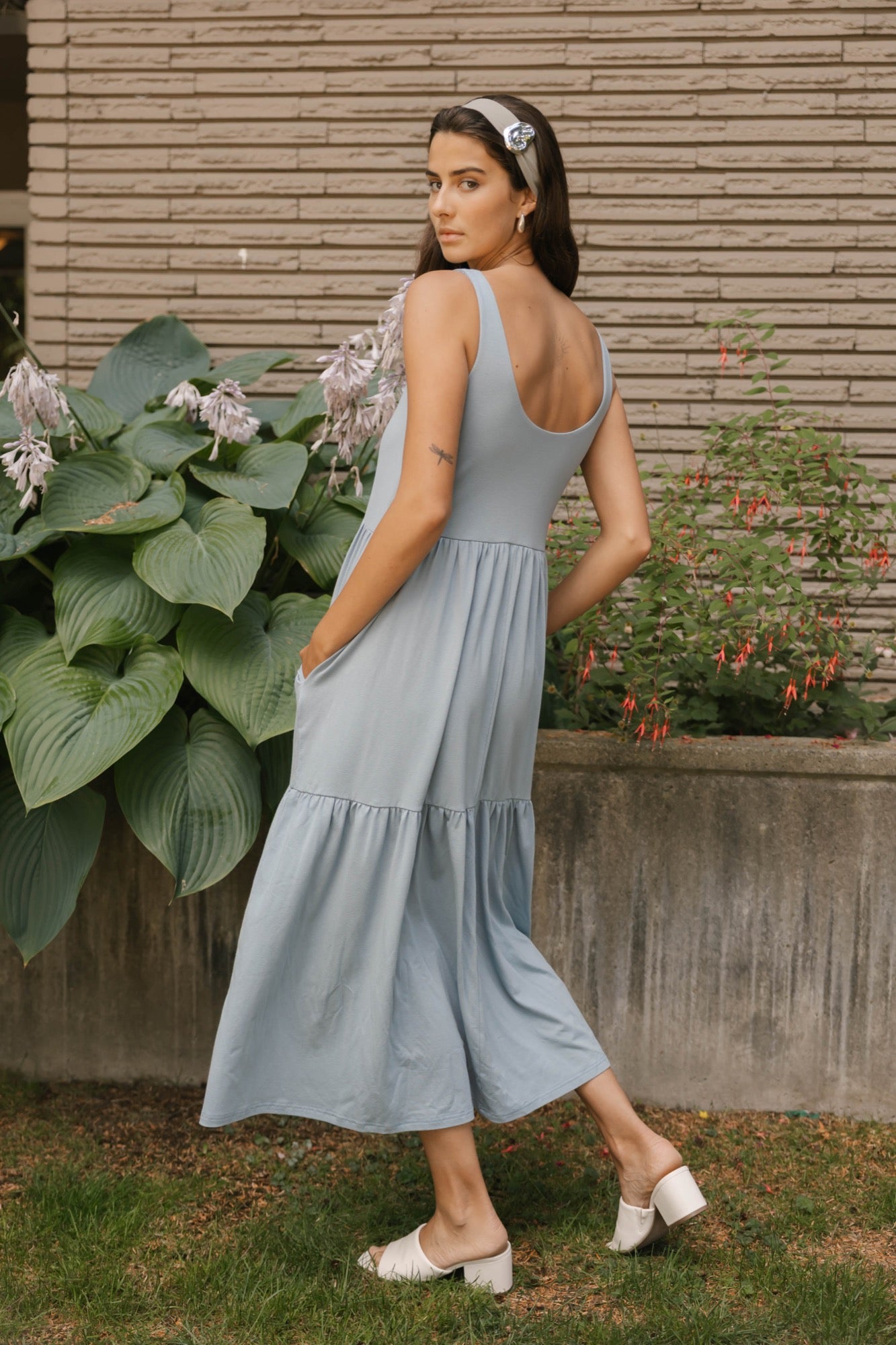 Lake Maxi Dress in Dusty Light Blue