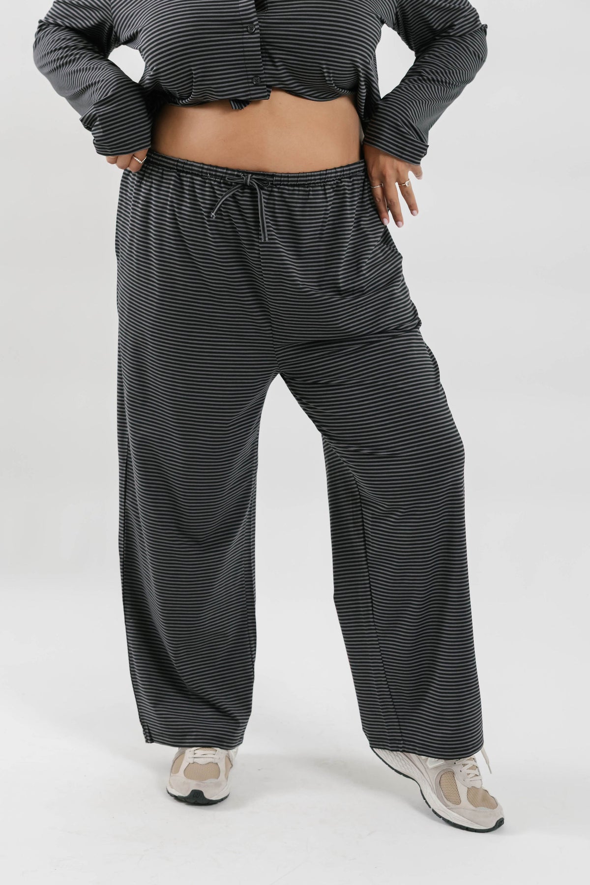 Thalia Lounge Pants in Charcoal Stripe