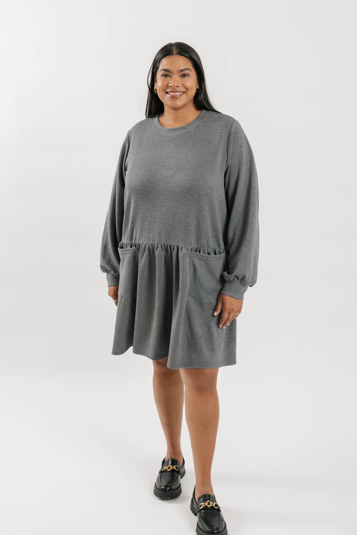 Ellie Microscuba Mini Dress in Heather Grey