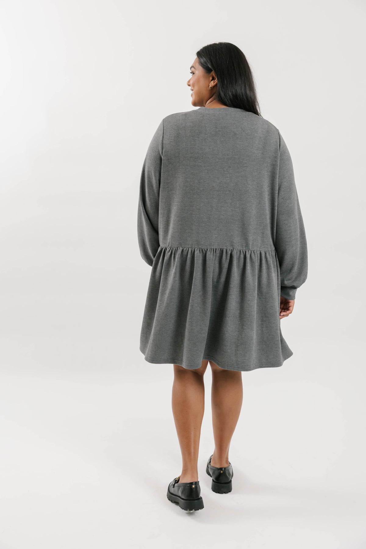 Ellie Microscuba Mini Dress in Heather Grey