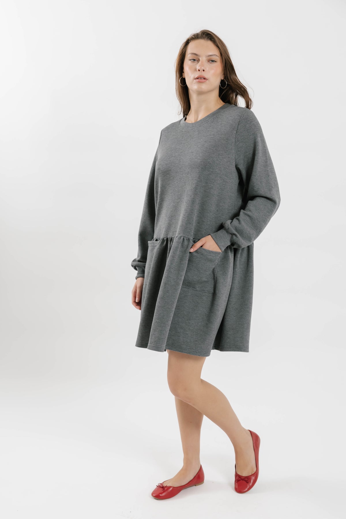Ellie Microscuba Mini Dress in Heather Grey