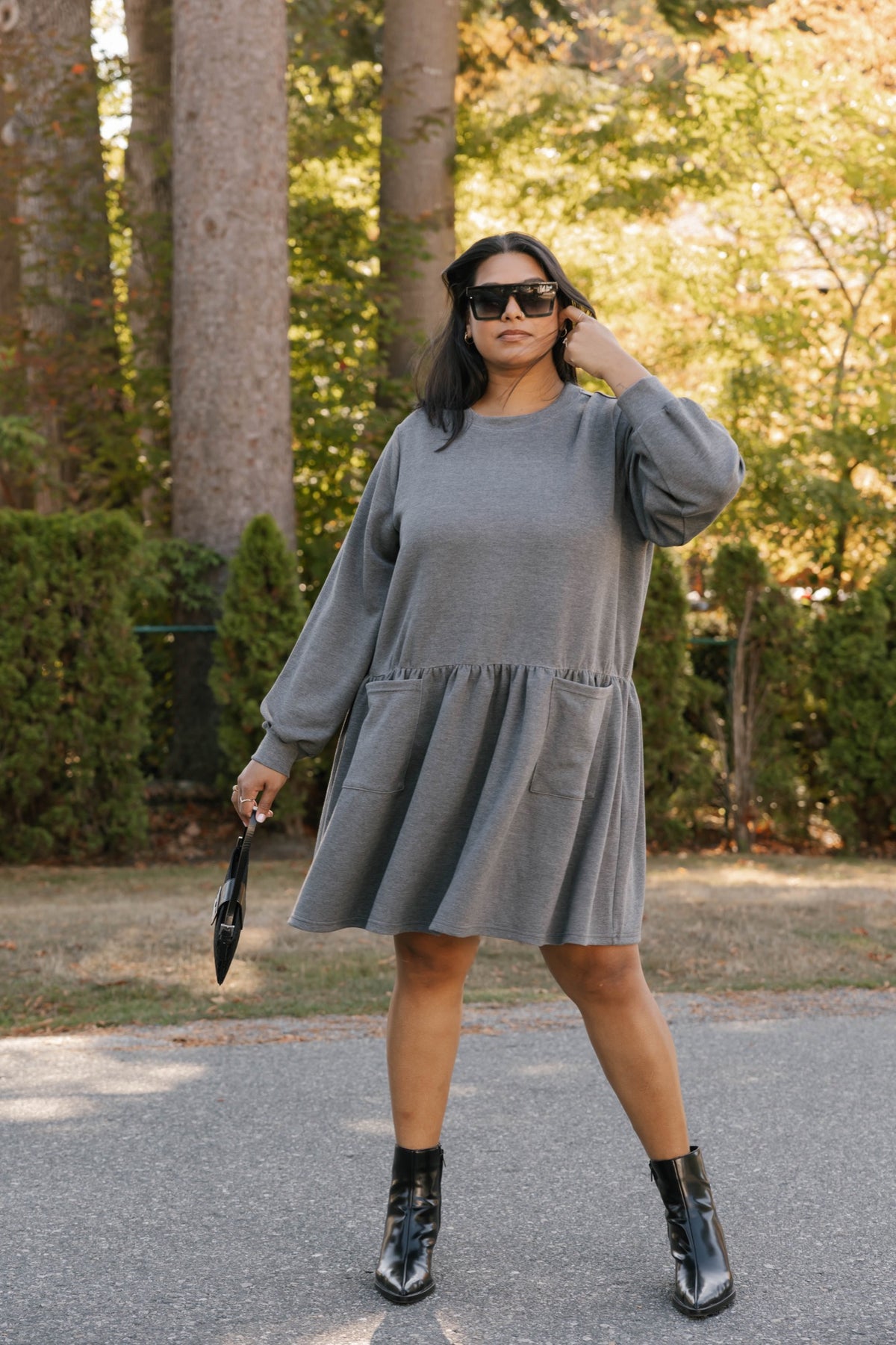 Ellie Microscuba Mini Dress in Heather Grey
