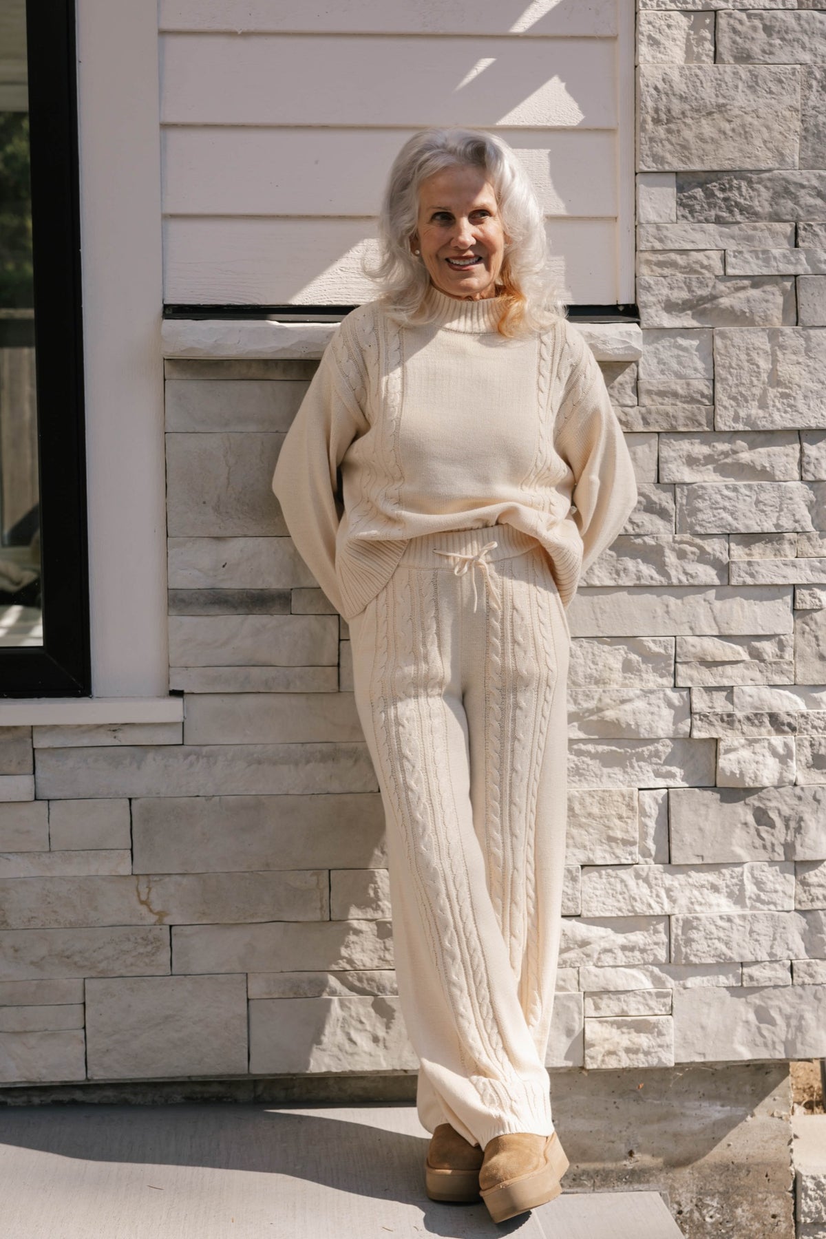 Charlie Cable Knit Sweater in Cream