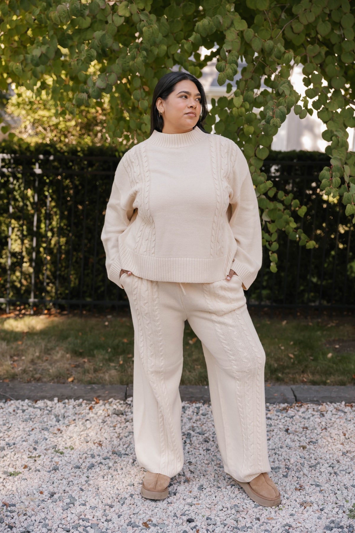 Charlie Cable Knit Sweater in Cream