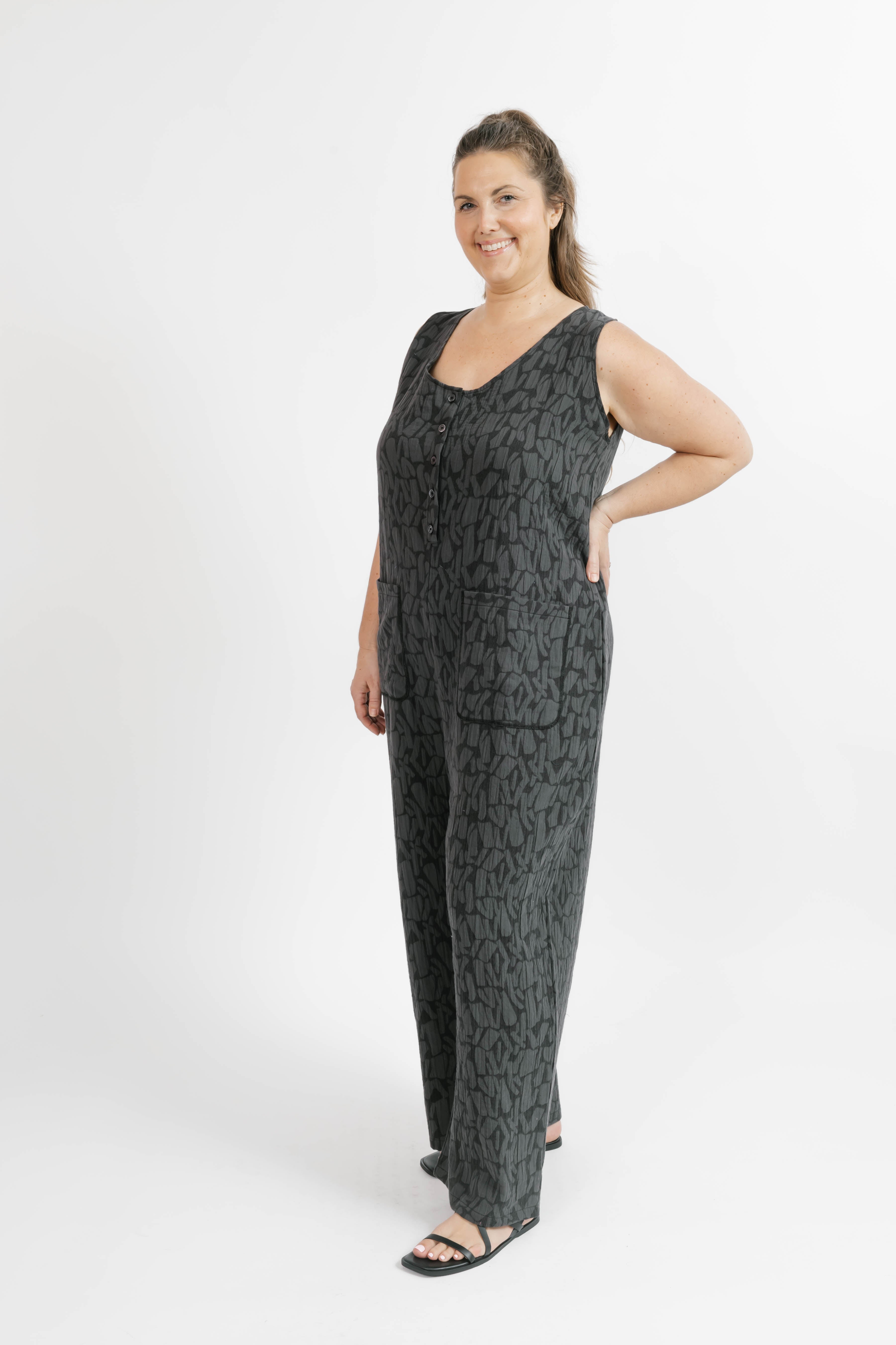 Wesley Romper in Stormy Gray