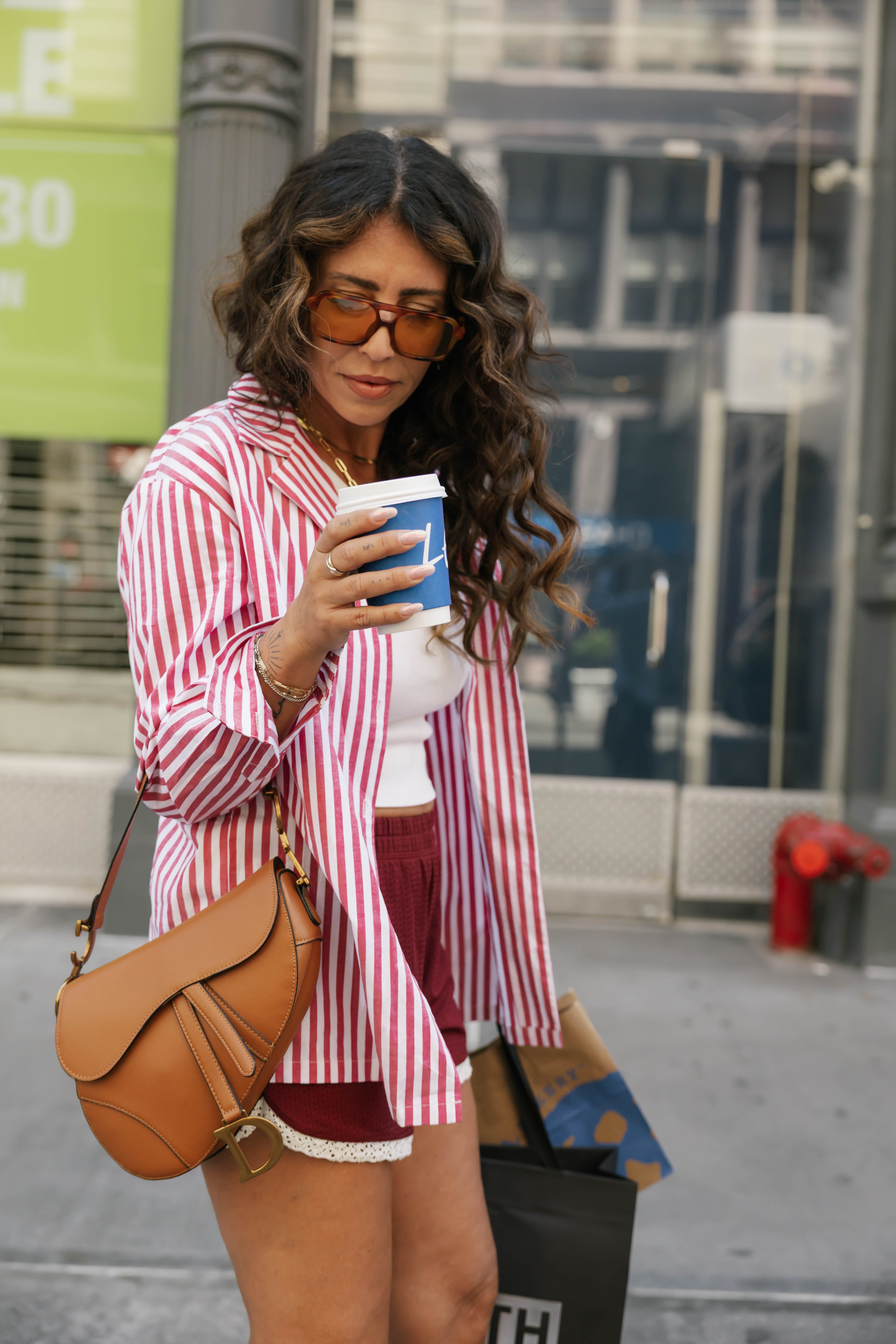 Kaitlyn Cotton Button Down Shirt in Faded Red Stripe