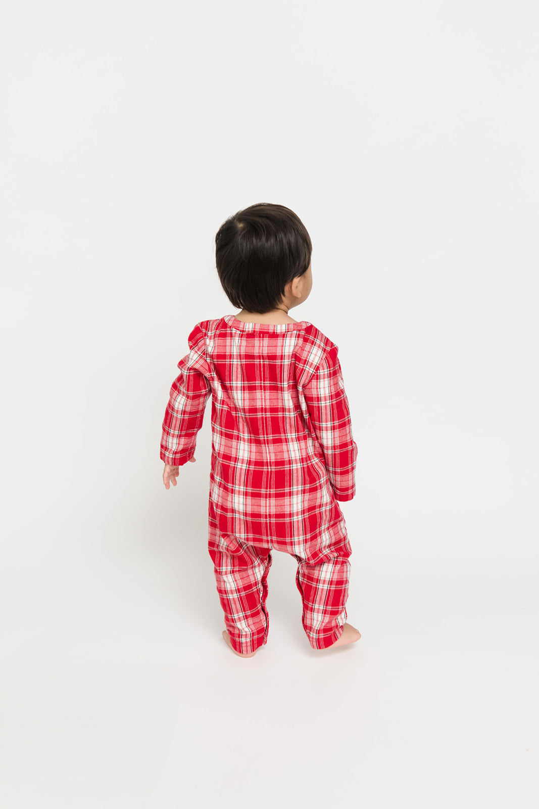 Baby Remy Henley Romper in Red Plaid