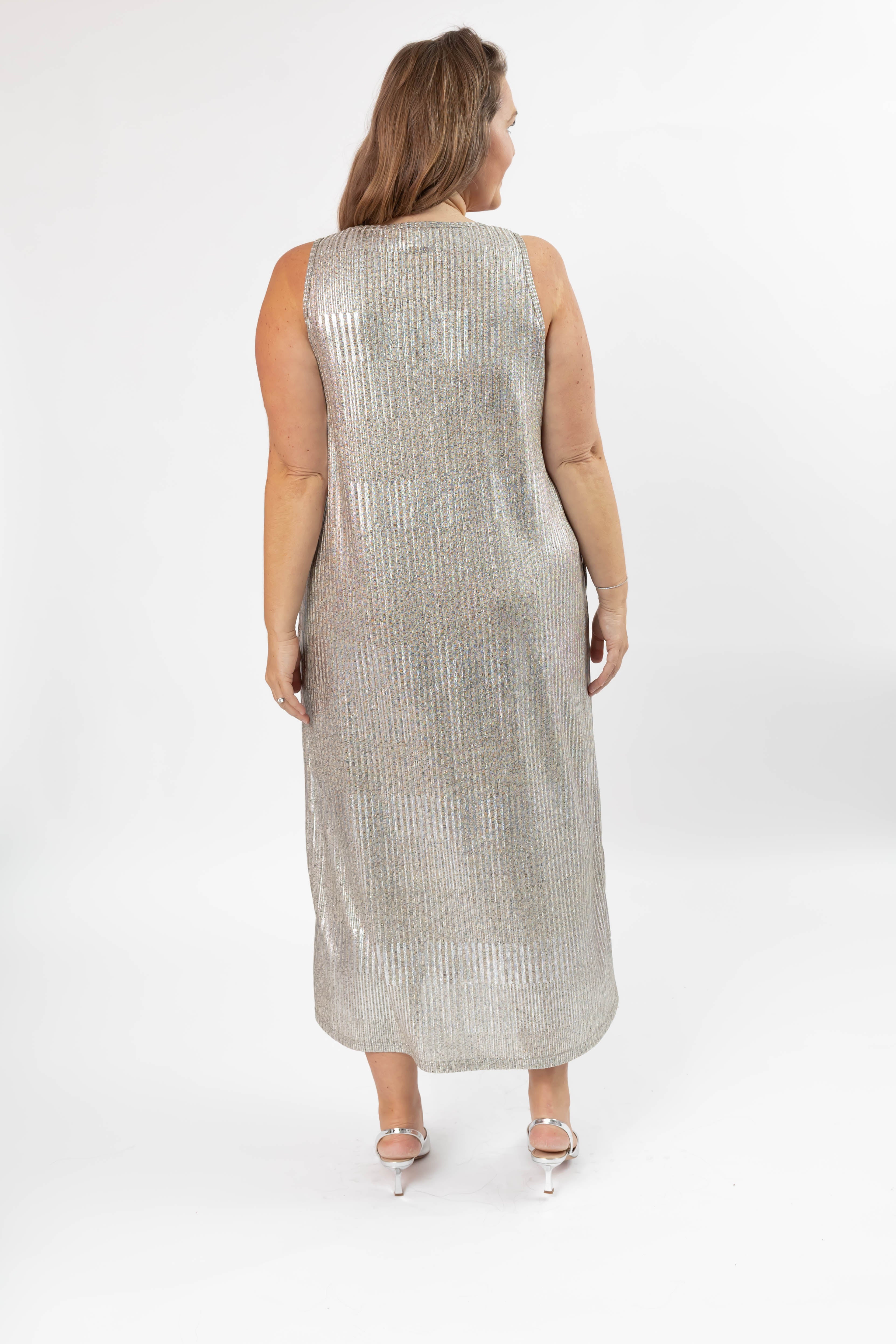 Tank Maxi Dress in Silver Shimmer