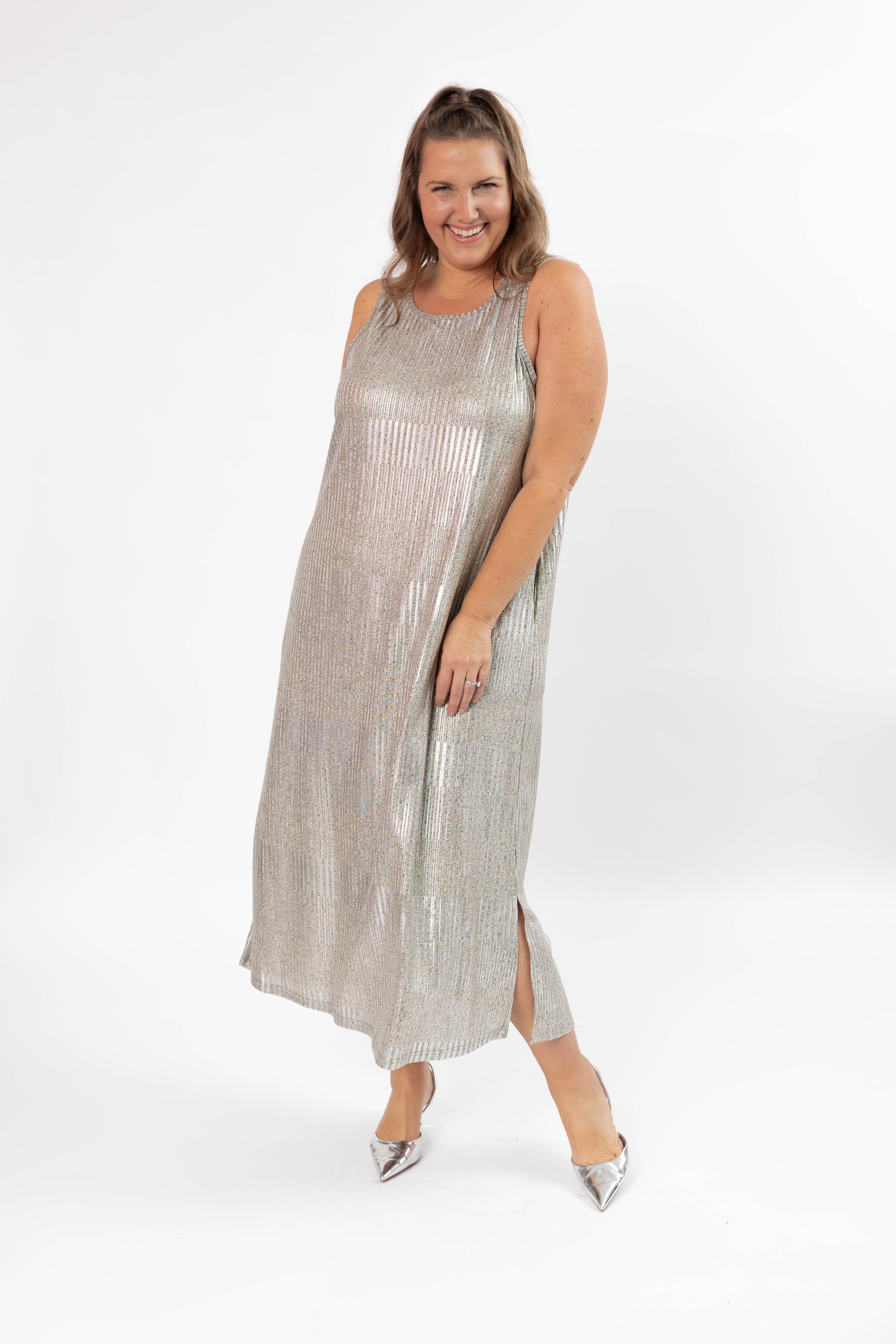 Tank Maxi Dress in Silver Shimmer