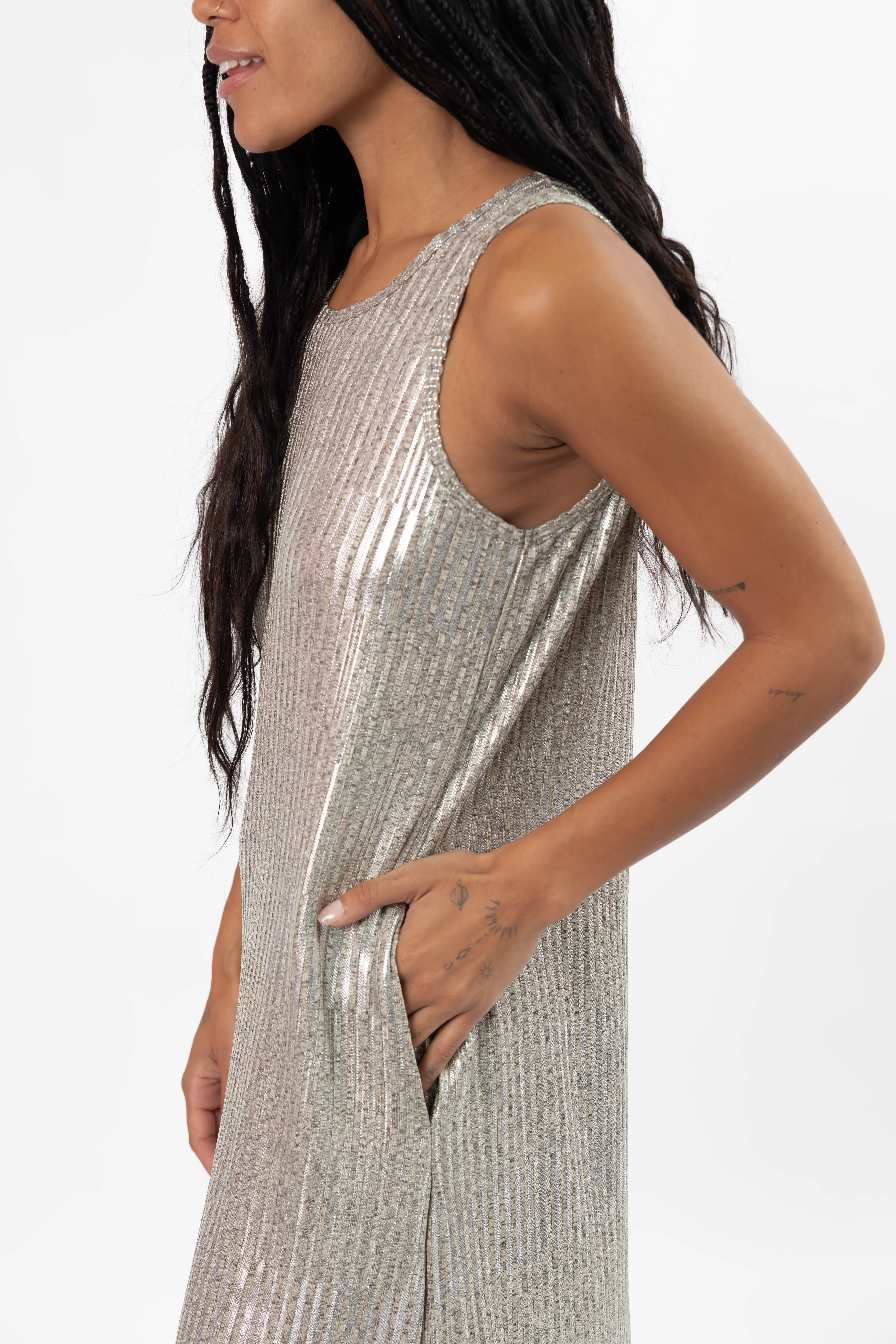 Tank Maxi Dress in Silver Shimmer