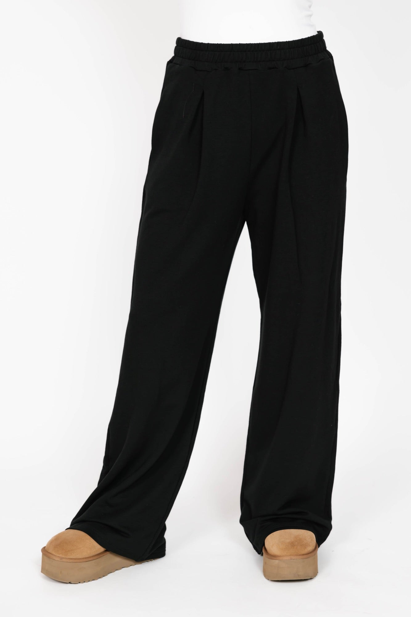 Tate Wide Leg Pants in Midnight Black