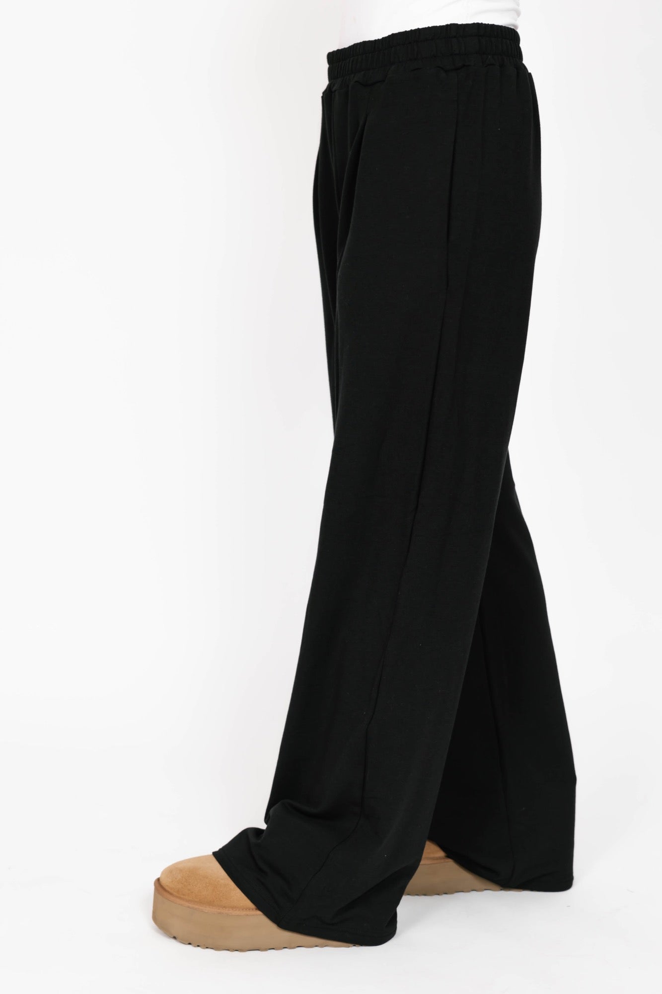 Tate Wide Leg Pants in Midnight Black