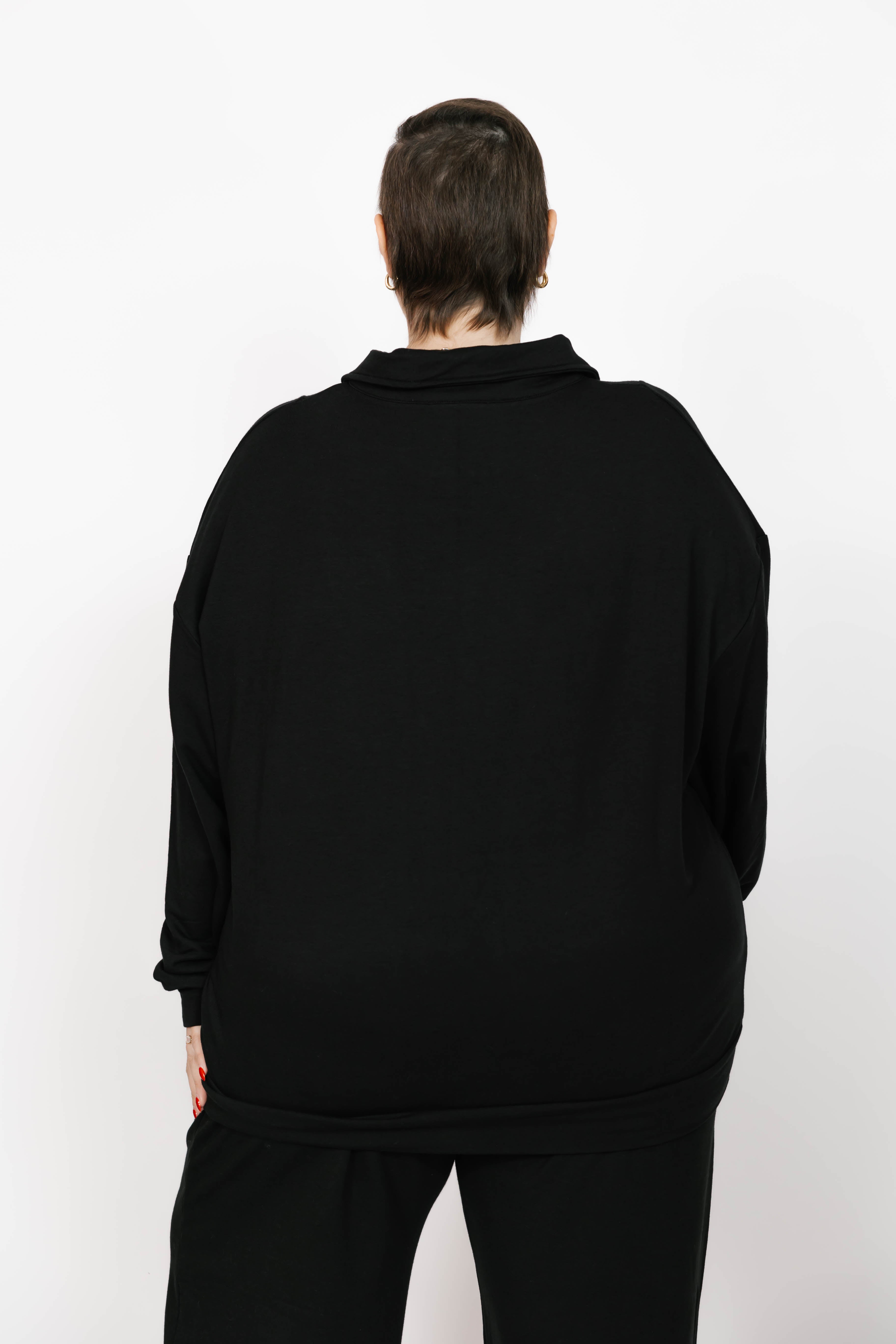 Tate Zip Top in Midnight Black