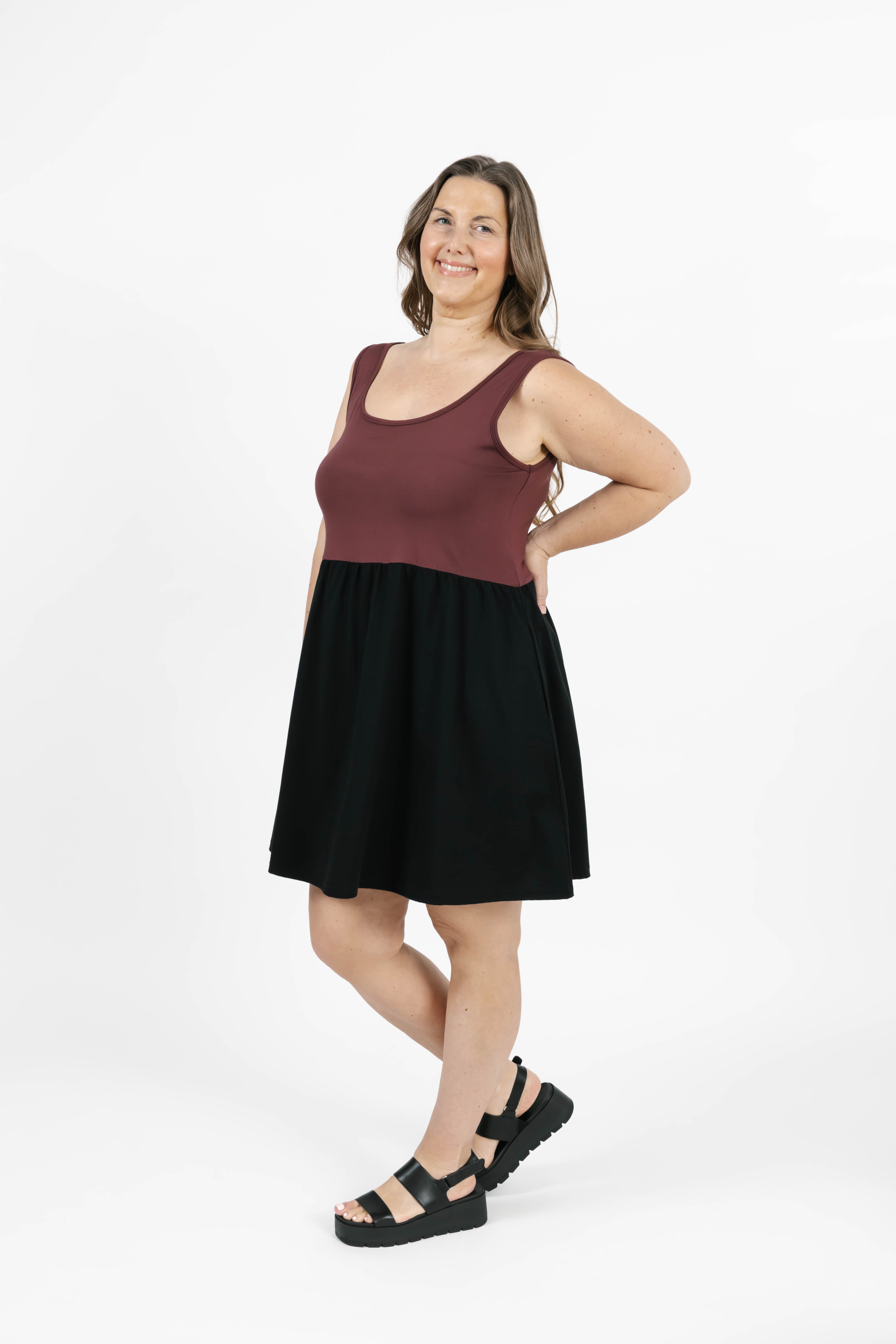 Tatiana Mini Dress in Cedarwood/Black