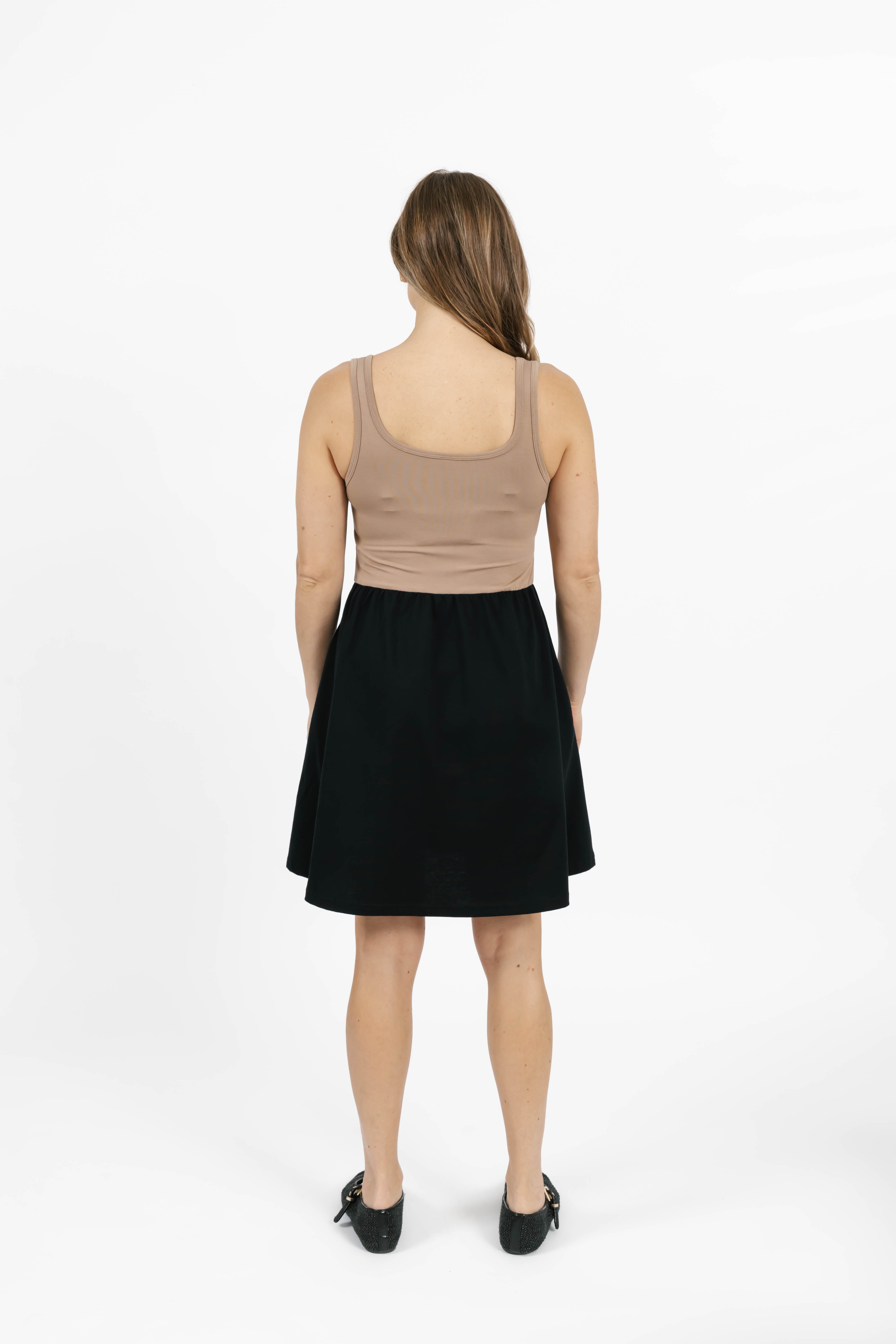 Tatiana Mini Dress in Sandy Brown/Black