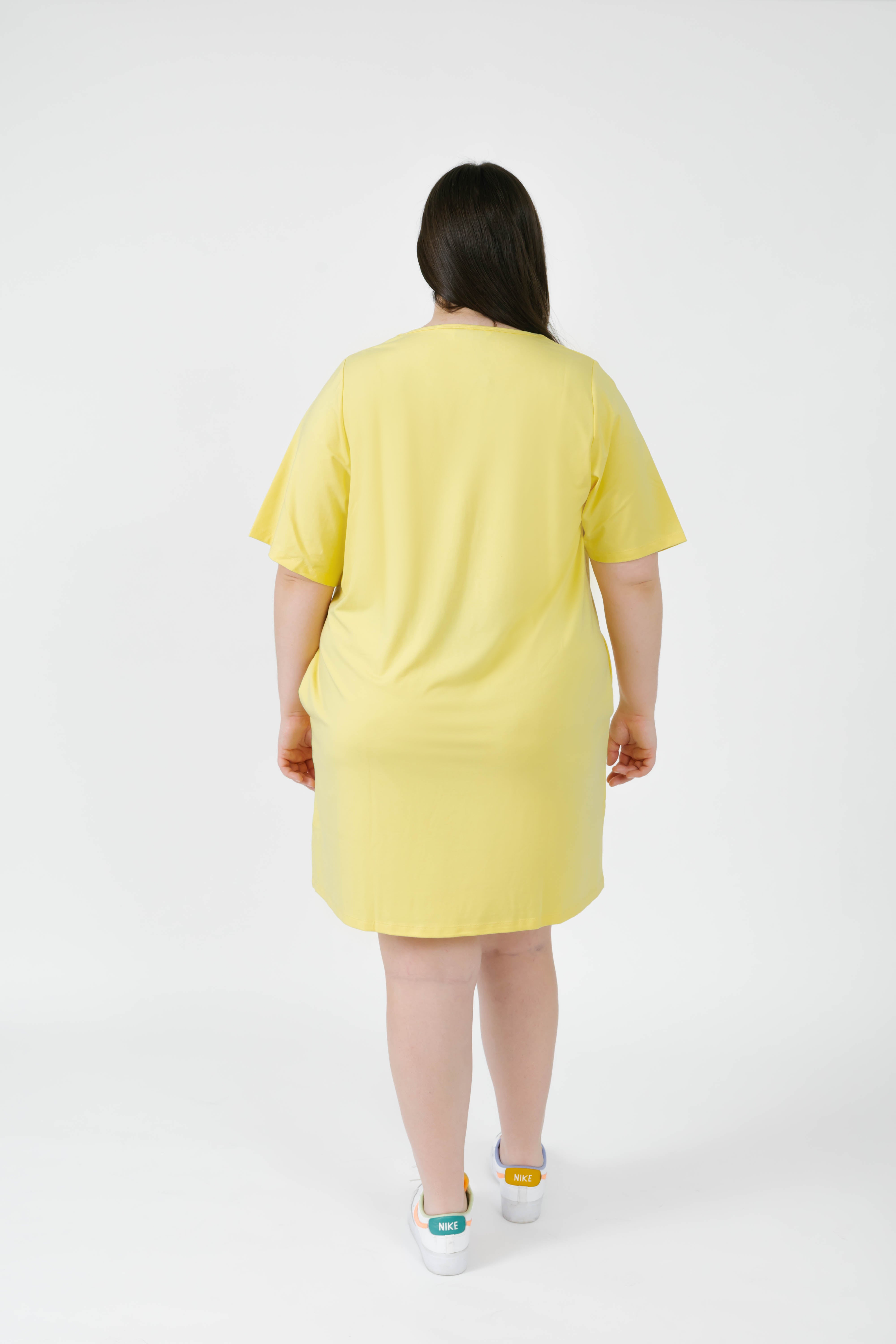 Tatum T-Shirt Mini Dress in Butter Yellow