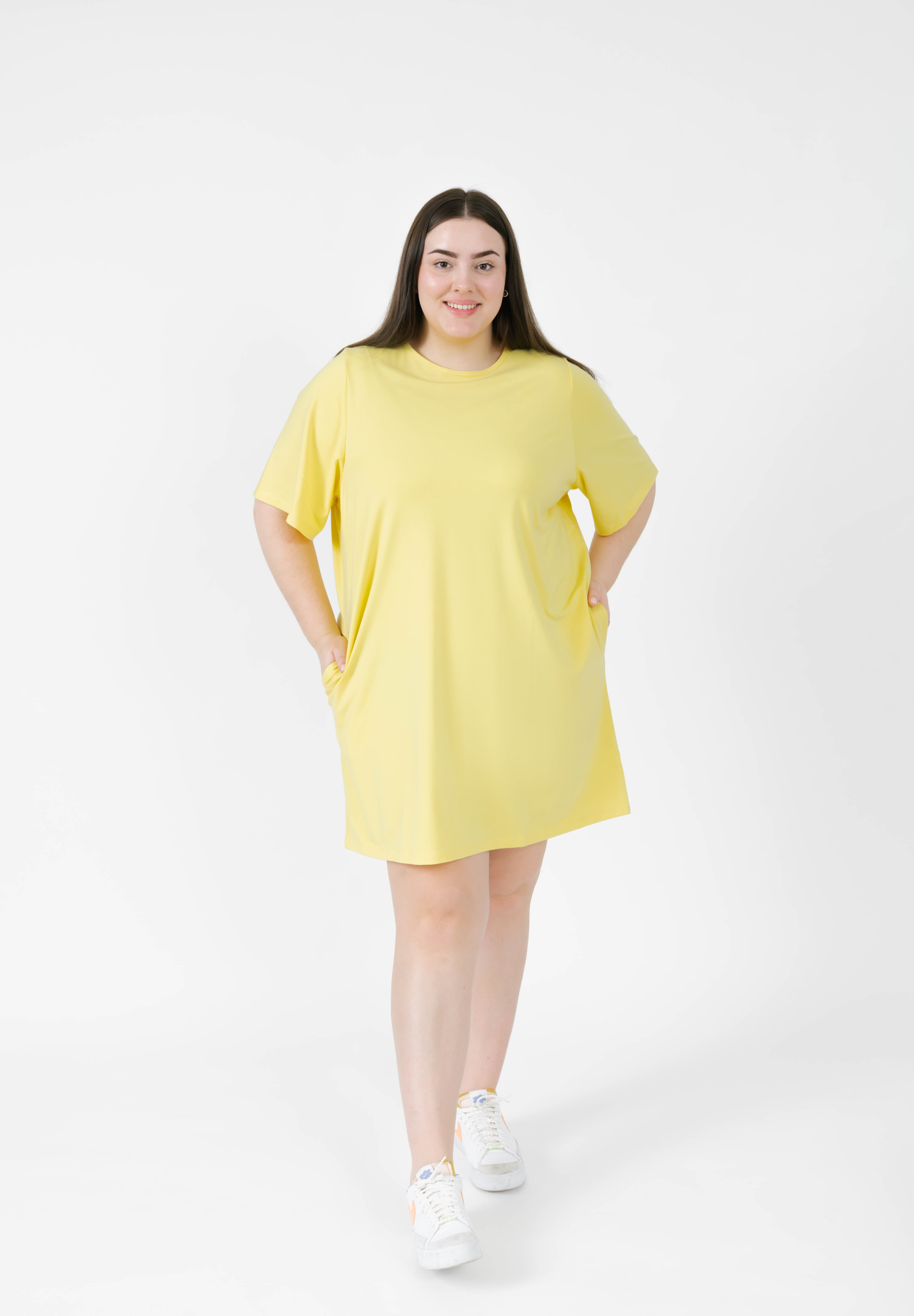 yellow oversized t shirt dress Wreesh Women's 4th of July T-Shirt Dress Oversized Short Chest Print Crew Neck Summer Comfort Yellow, Size: Large