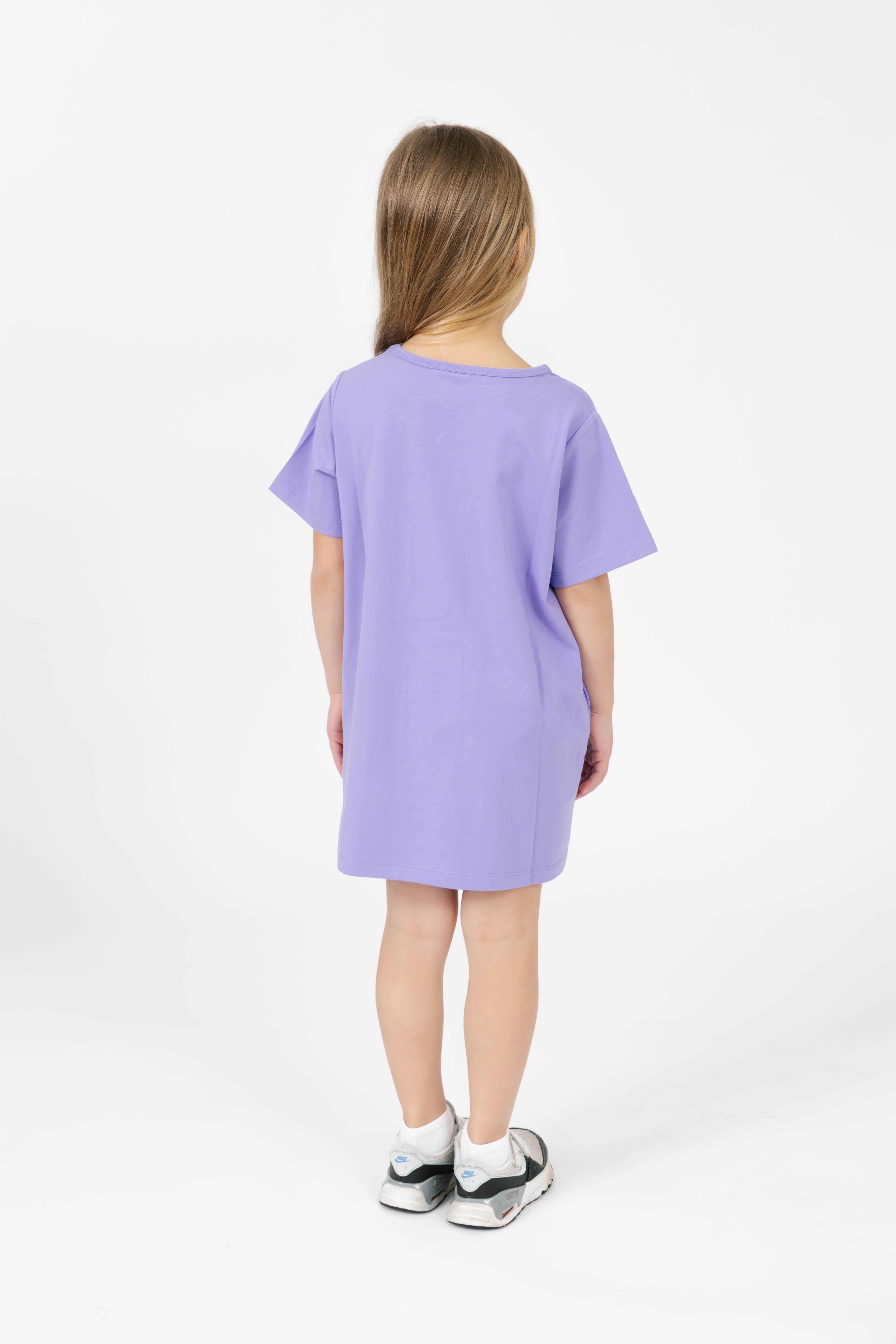 Kids Tatum T-Shirt Mini Dress in Lively Lilac