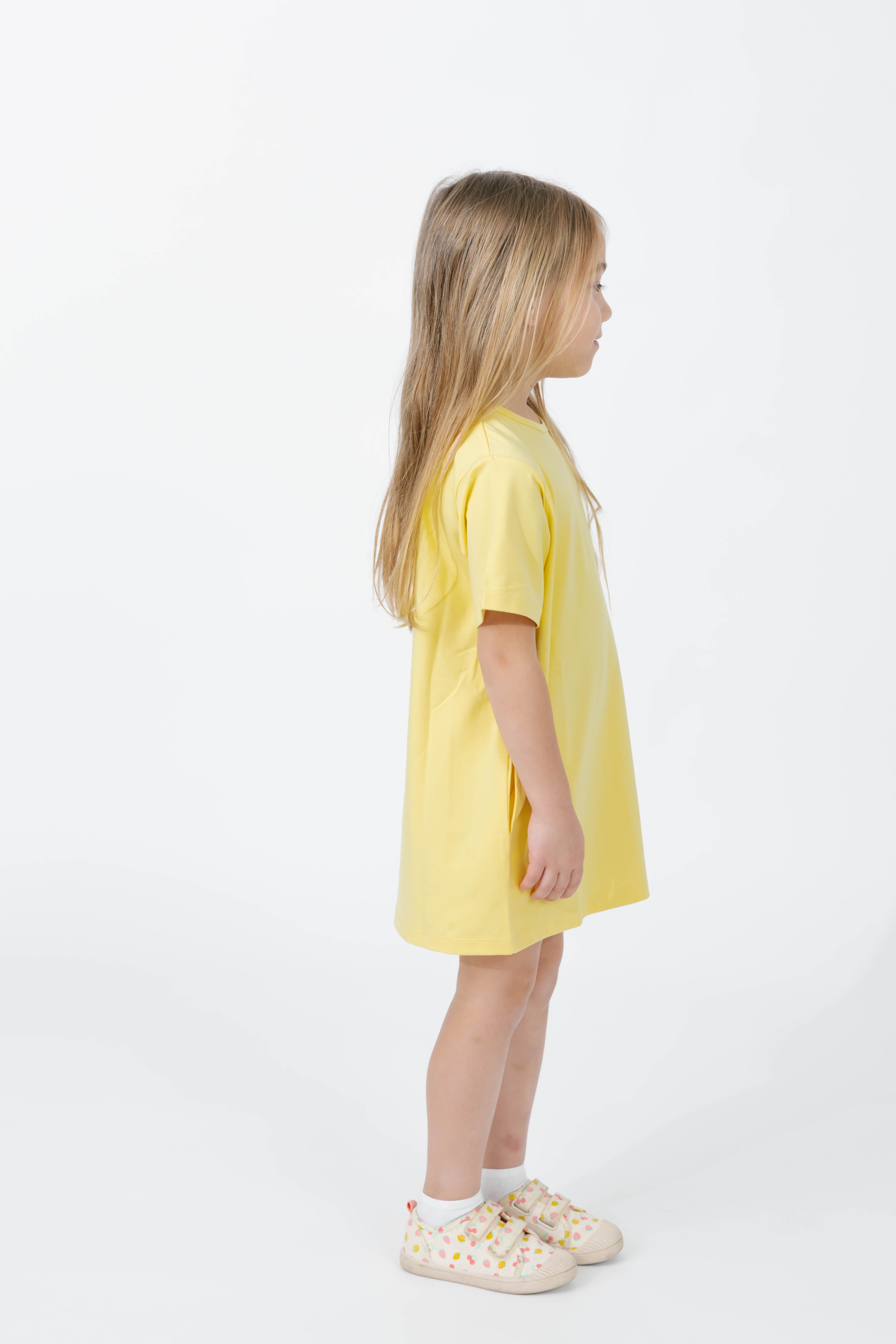 Kids Tatum T-Shirt Mini Dress in Butter Yellow