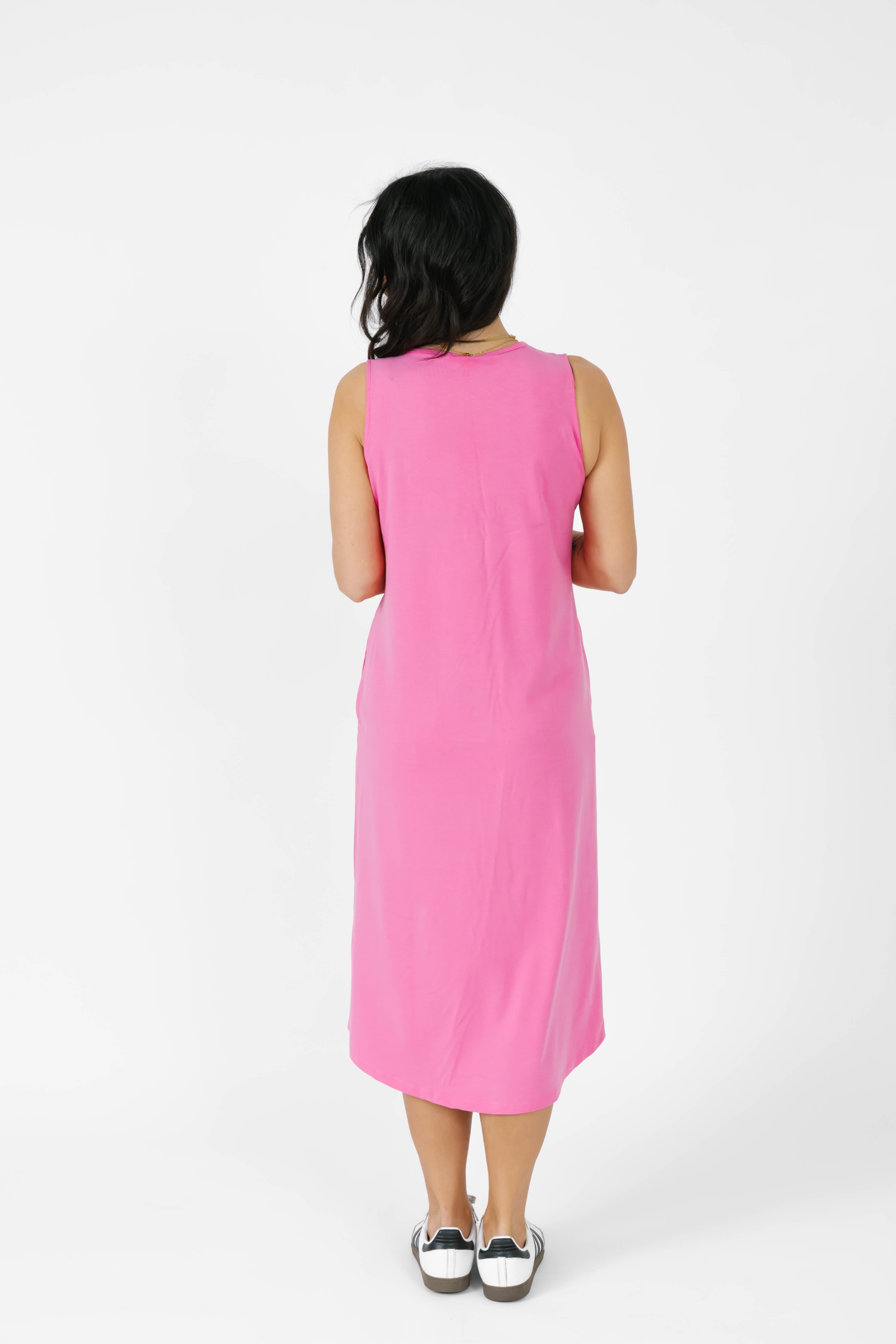 Taylor Tank Maxi Dress in Flamingo Pink