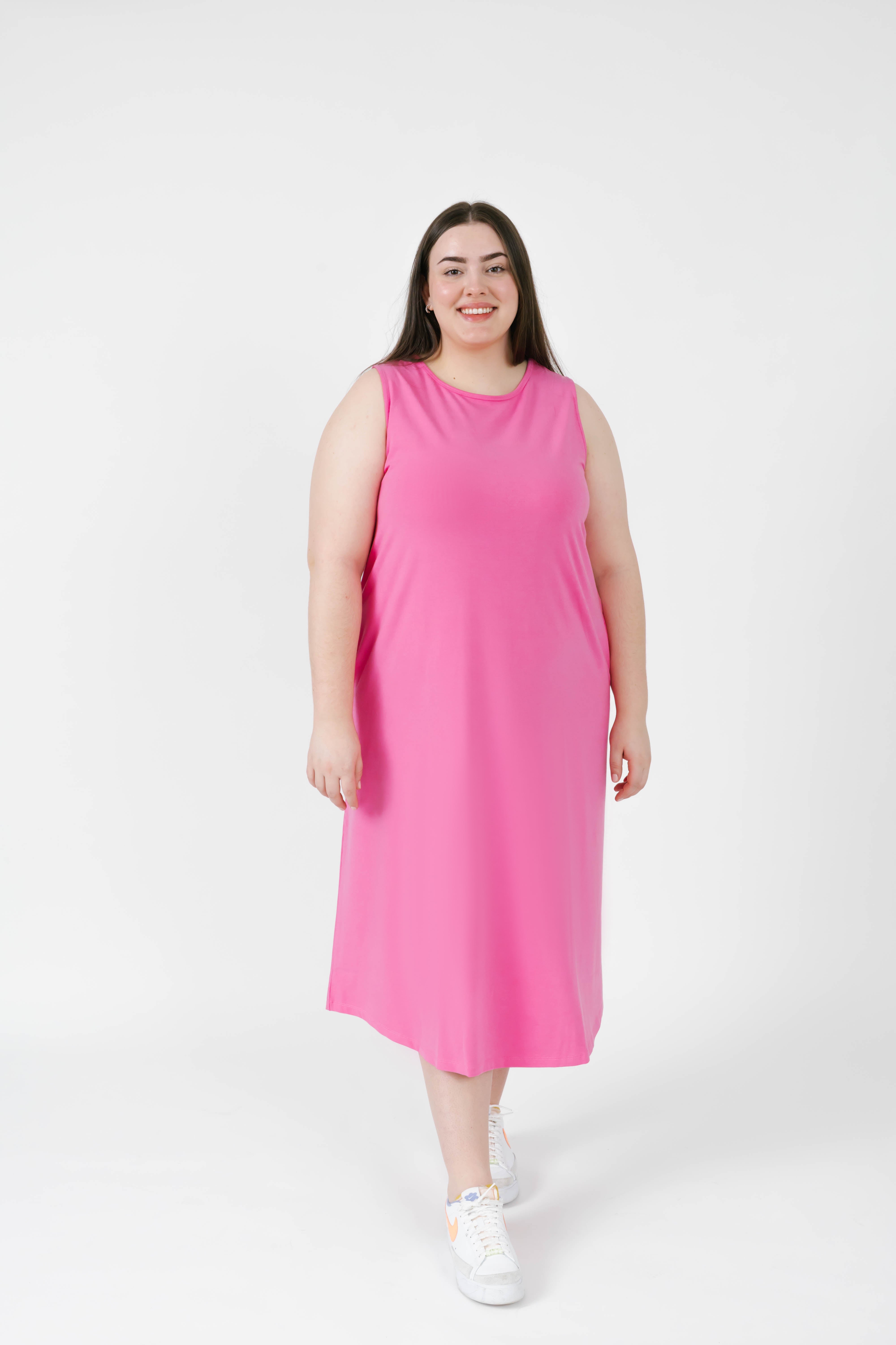Taylor Tank Maxi Dress in Flamingo Pink