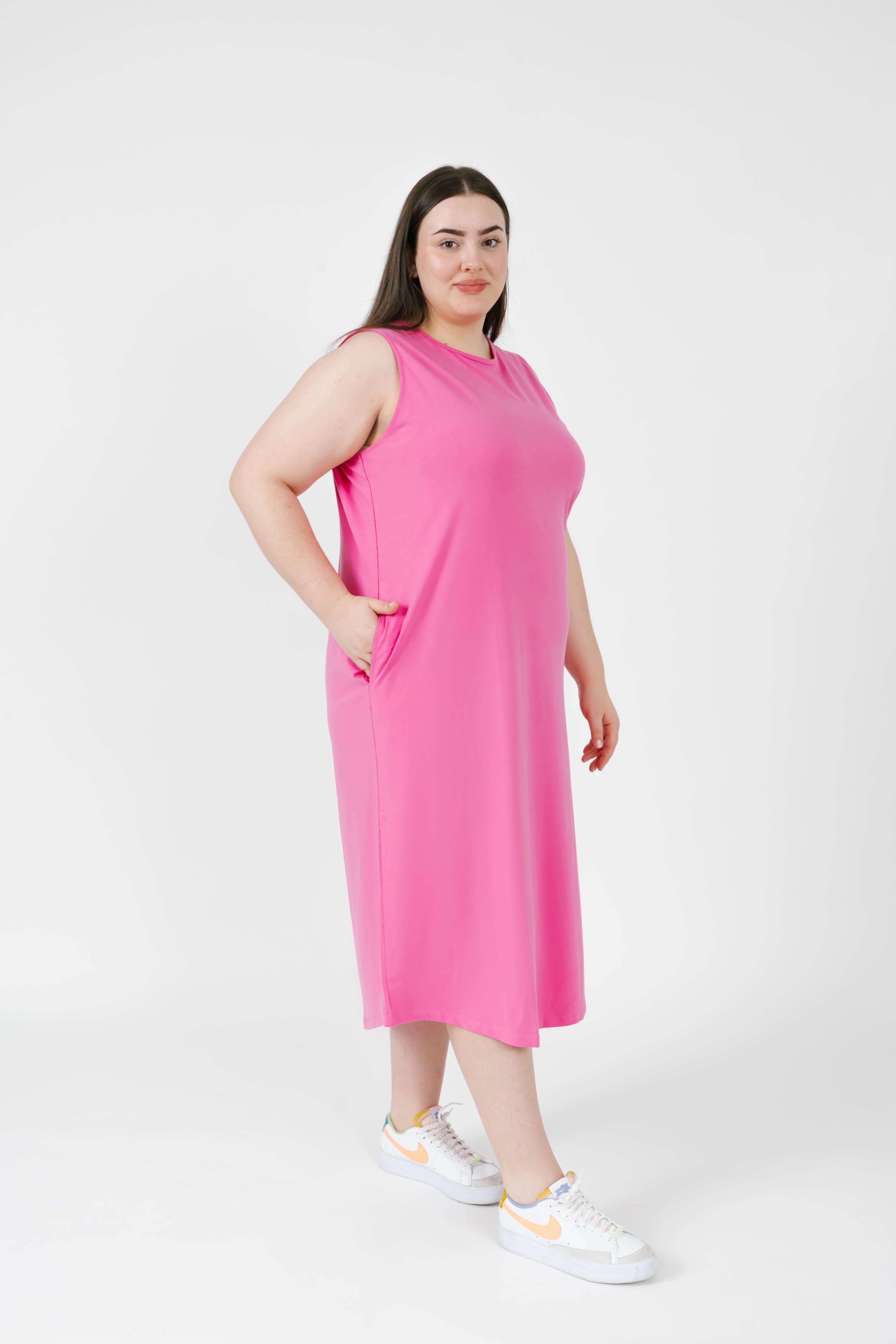 Taylor Tank Maxi Dress in Flamingo Pink