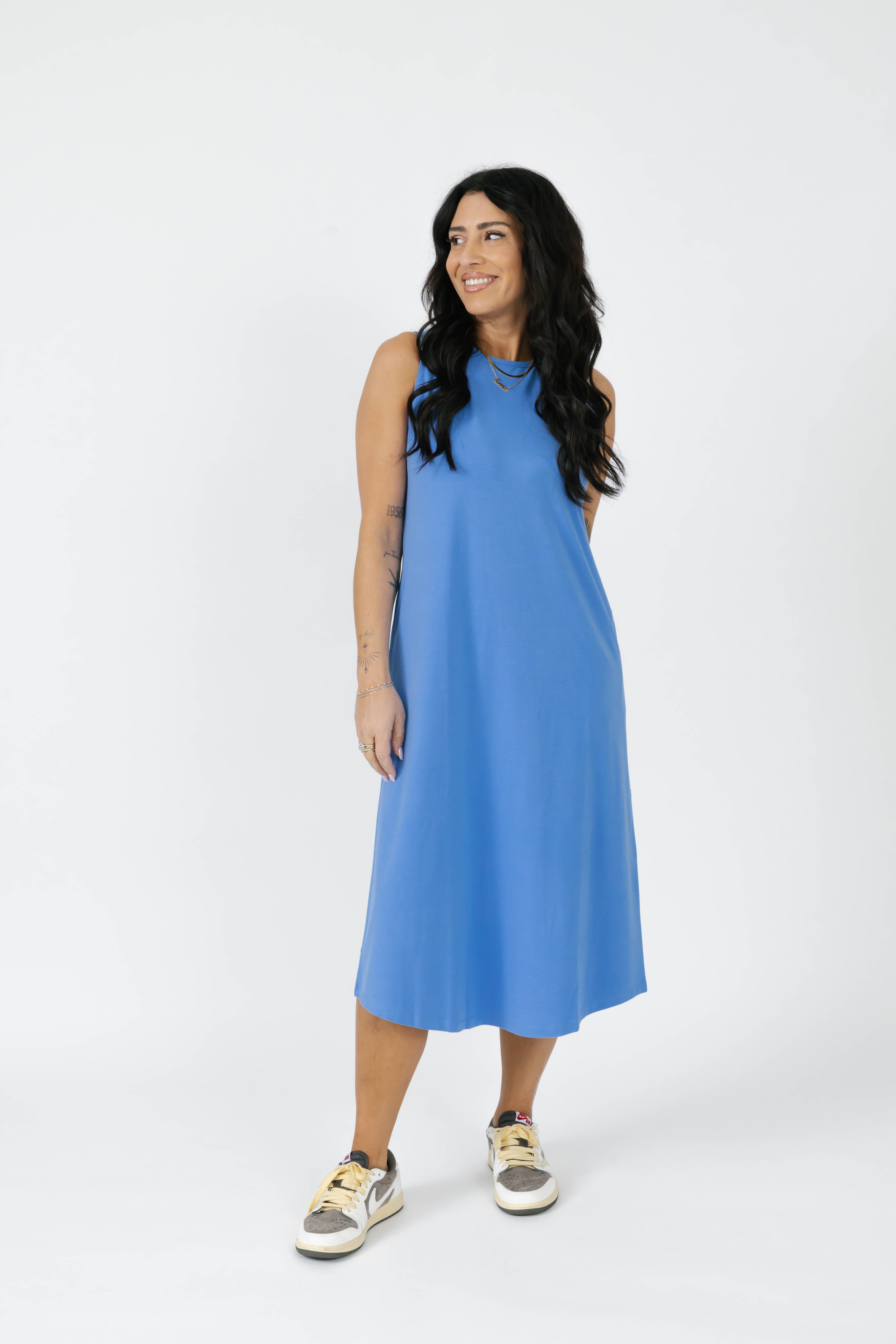 Taylor Tank Maxi Dress in Soft Blue