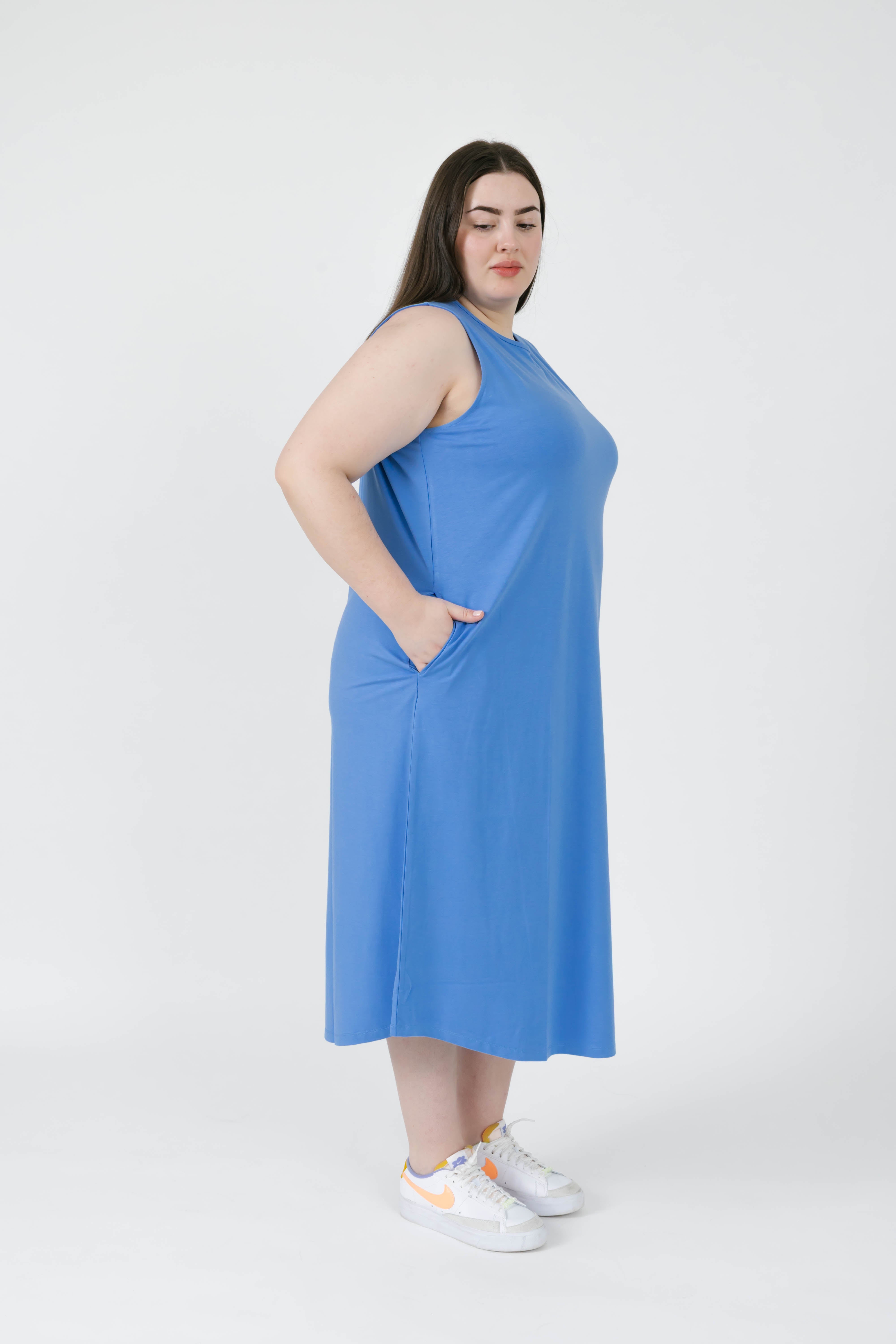 Taylor Tank Maxi Dress in Soft Blue