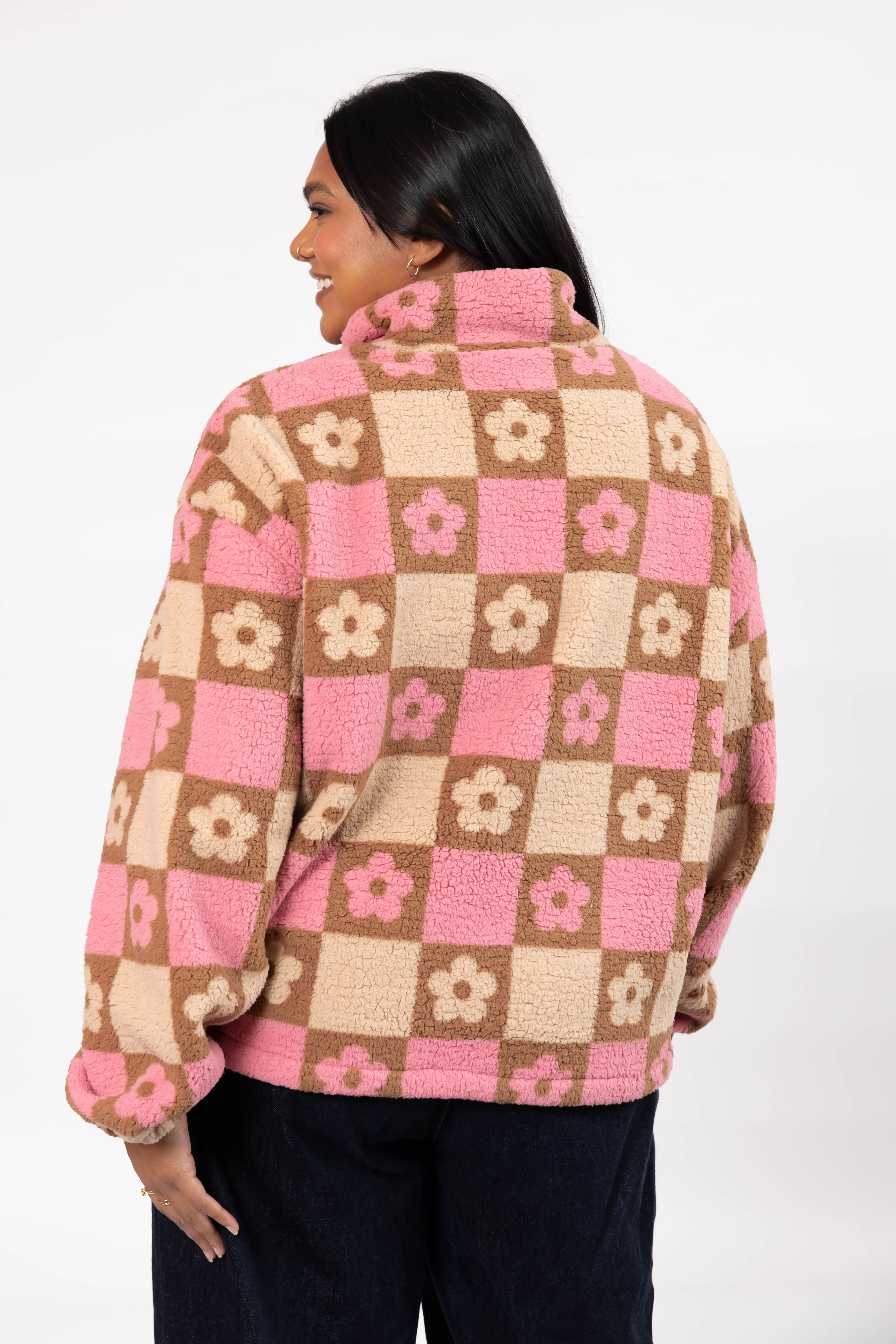 Teddy Floral Jacket in Light Pink/Oatmeal