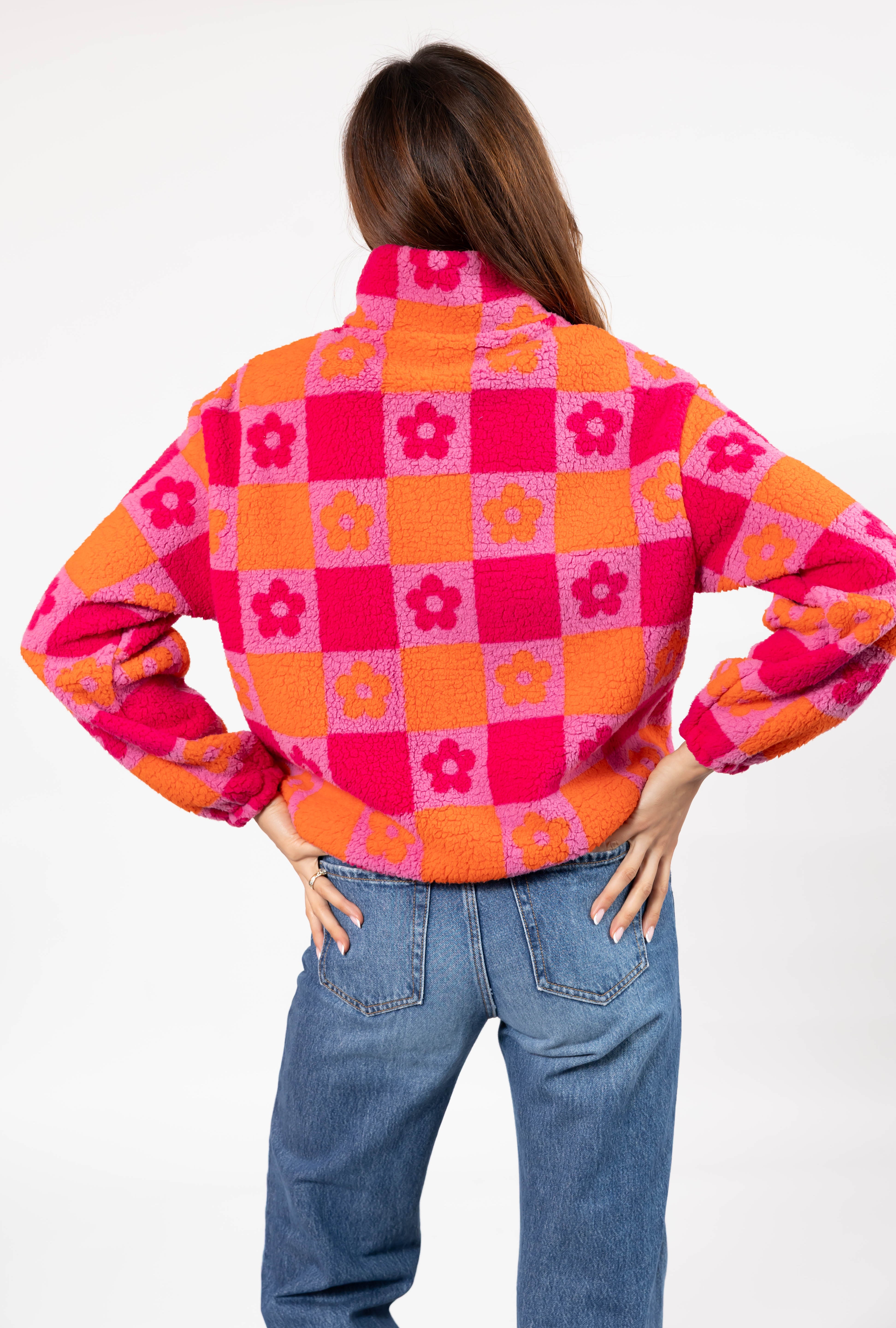 Teddy Floral Jacket in Pink/Orange