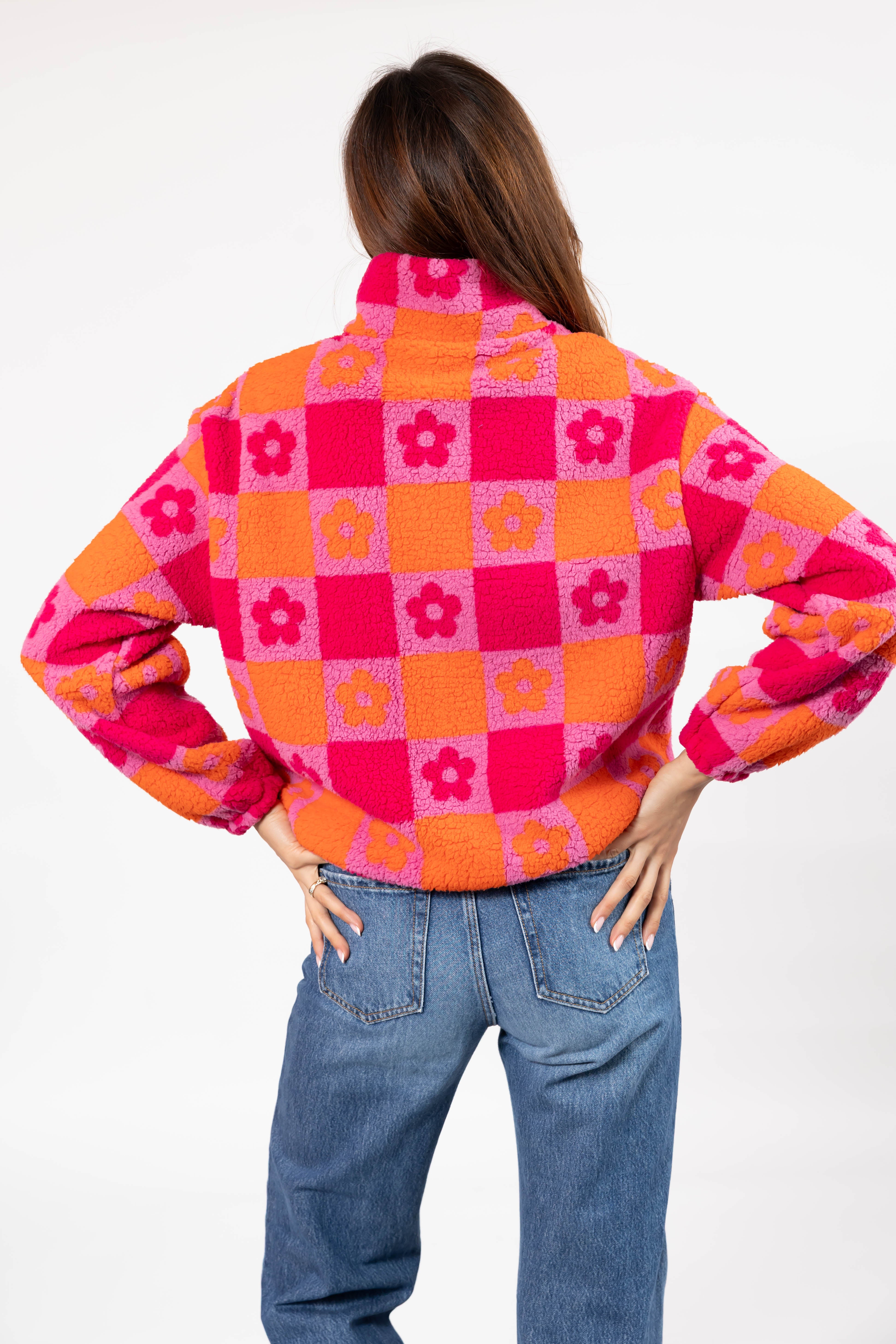 Teddy Floral Jacket in Pink/Orange