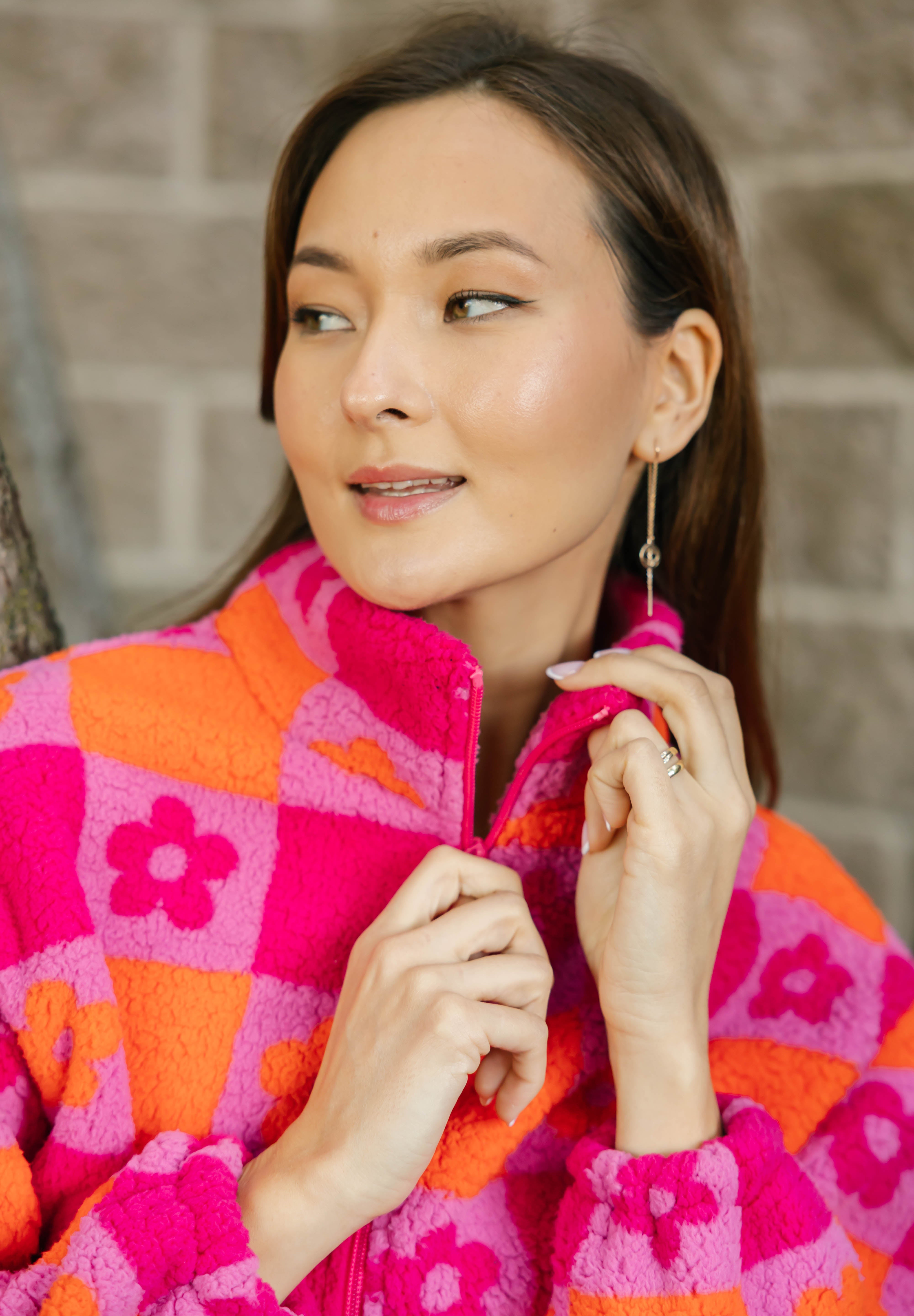 Teddy Floral Jacket in Pink/Orange