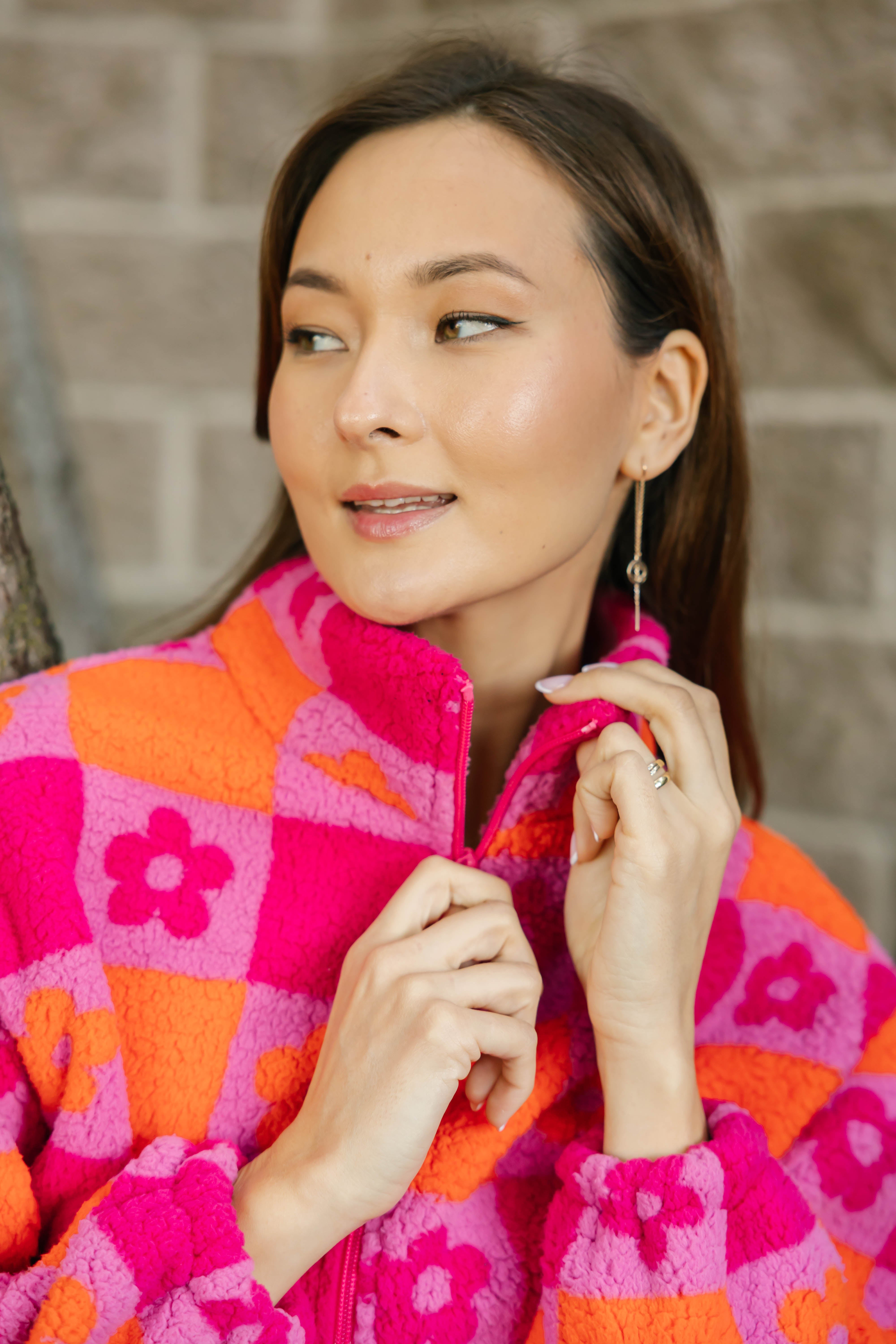 Teddy Floral Jacket in Pink/Orange