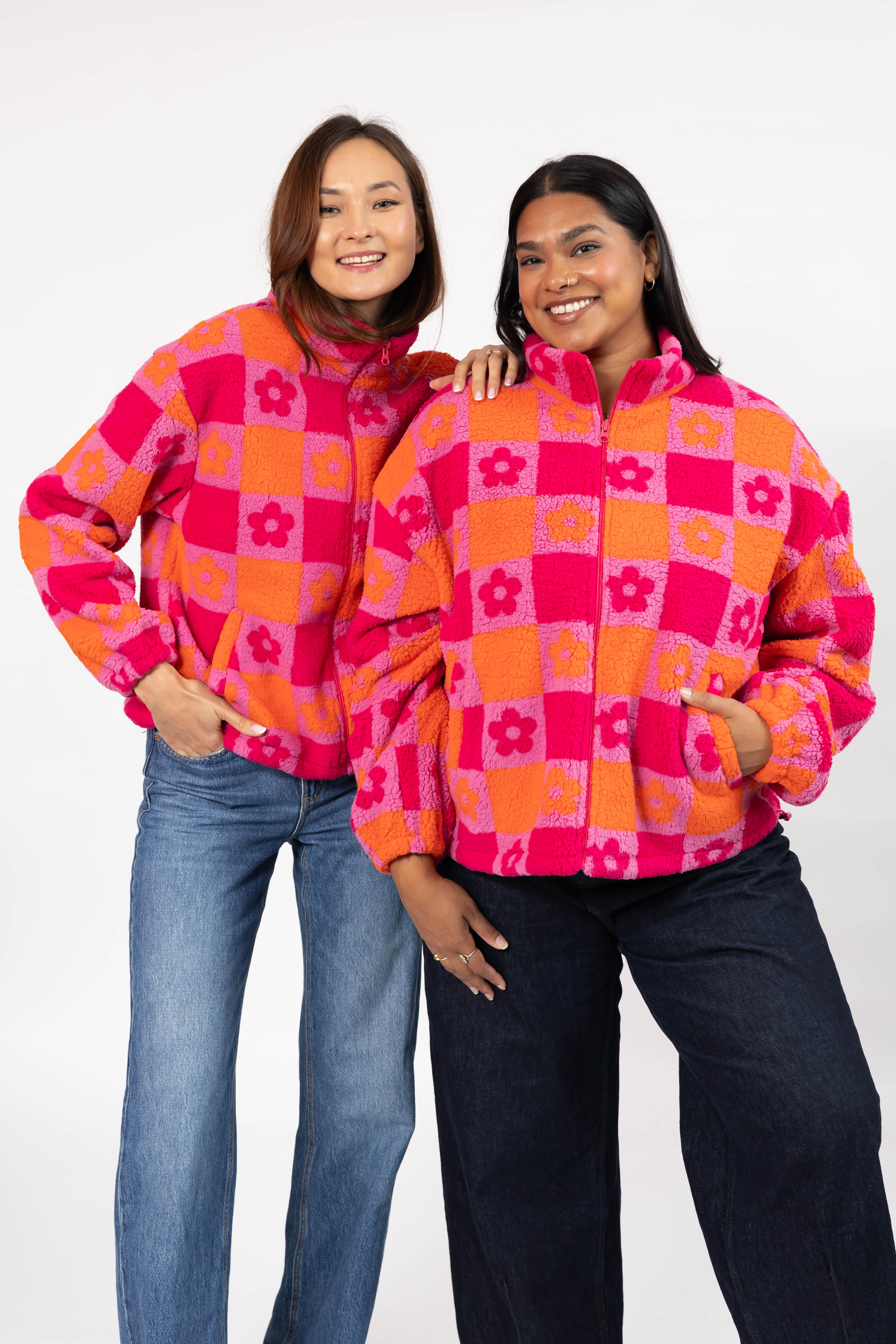 Teddy Floral Jacket in Pink/Orange