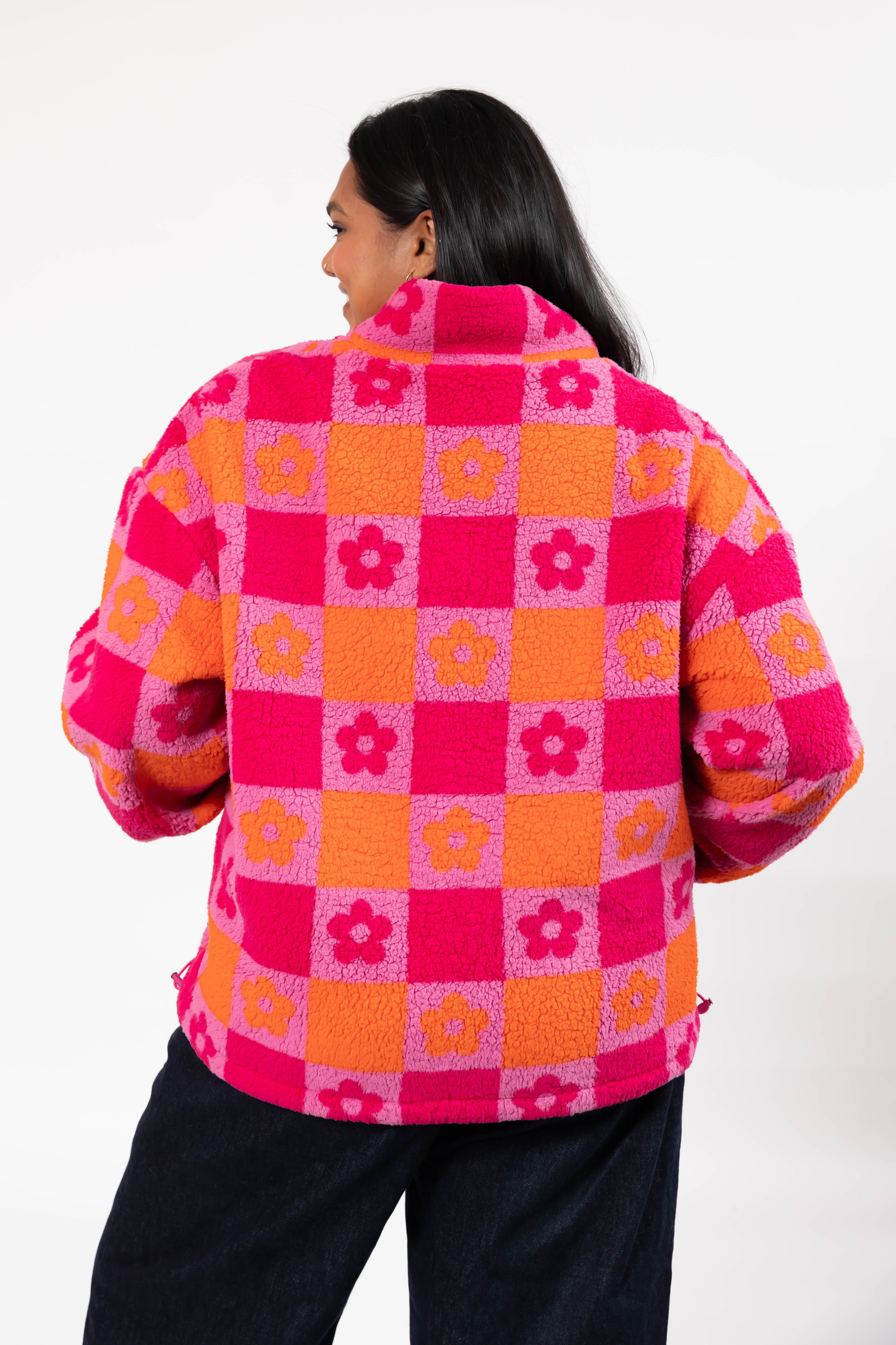 Teddy Floral Jacket in Pink/Orange