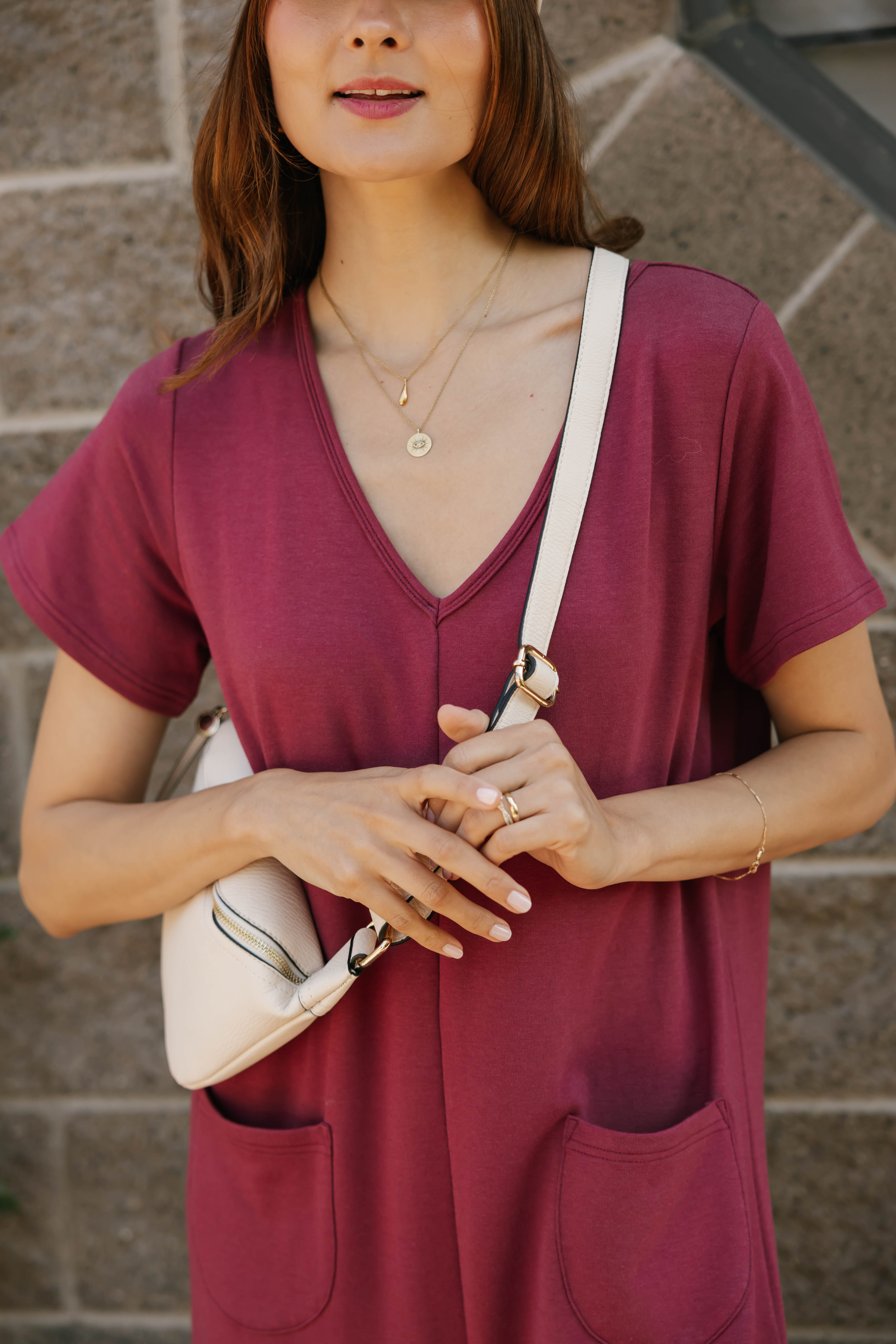 Terry Wide Leg Romper in Dark Cranberry